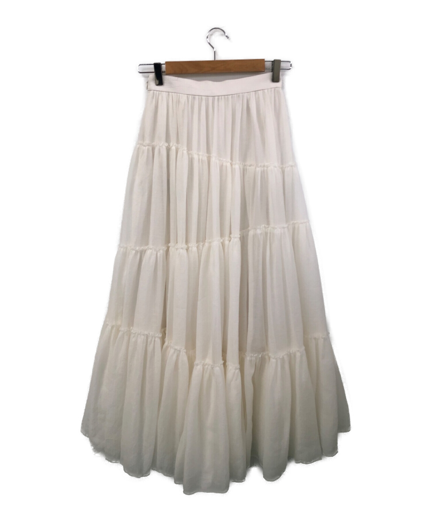 anuans ボリュームティアードオーガンジースカート ホワイトスカート丈77cm