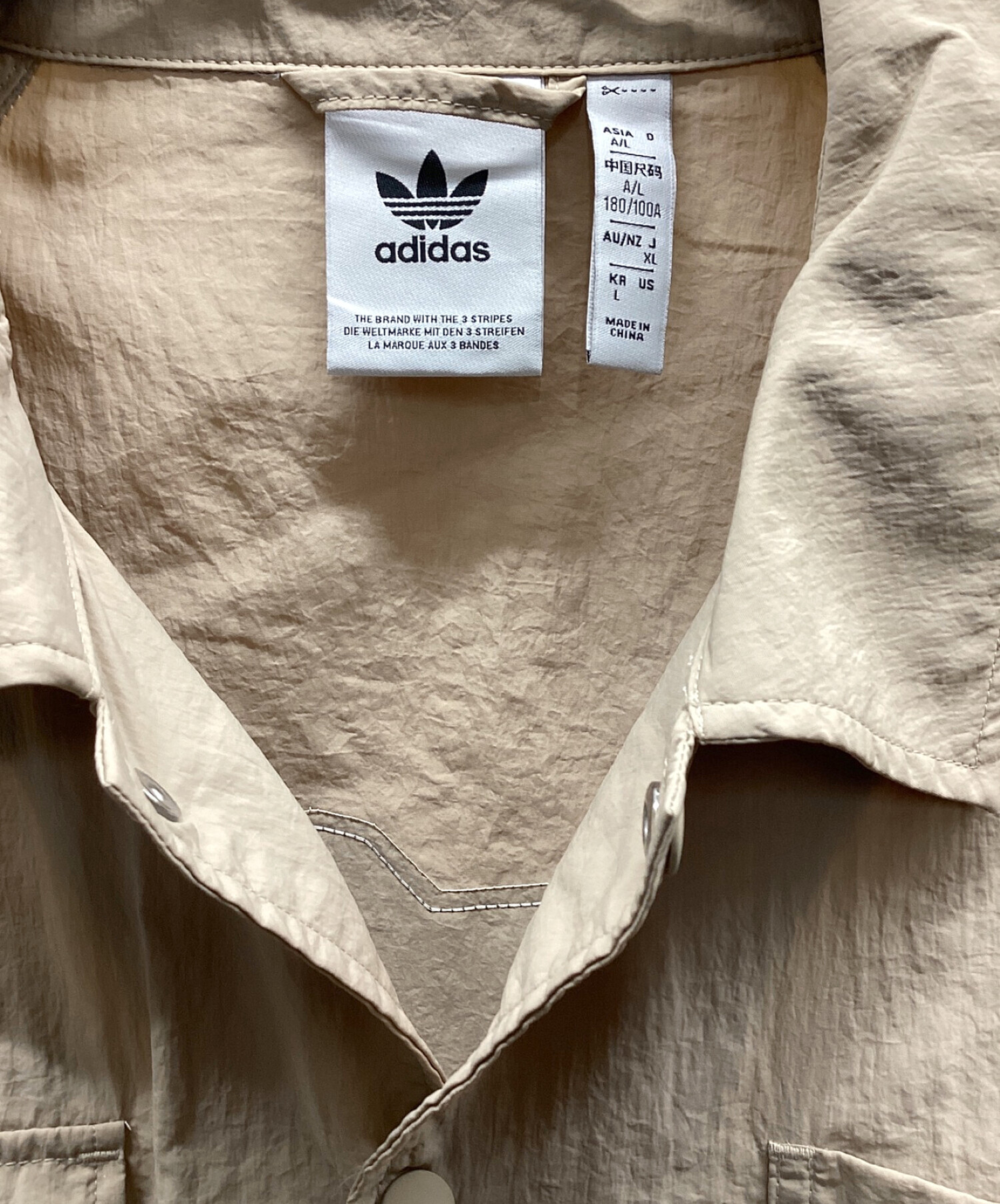 adidas (アディダス) CHARR コーチジャケット ベージュ サイズ:XL