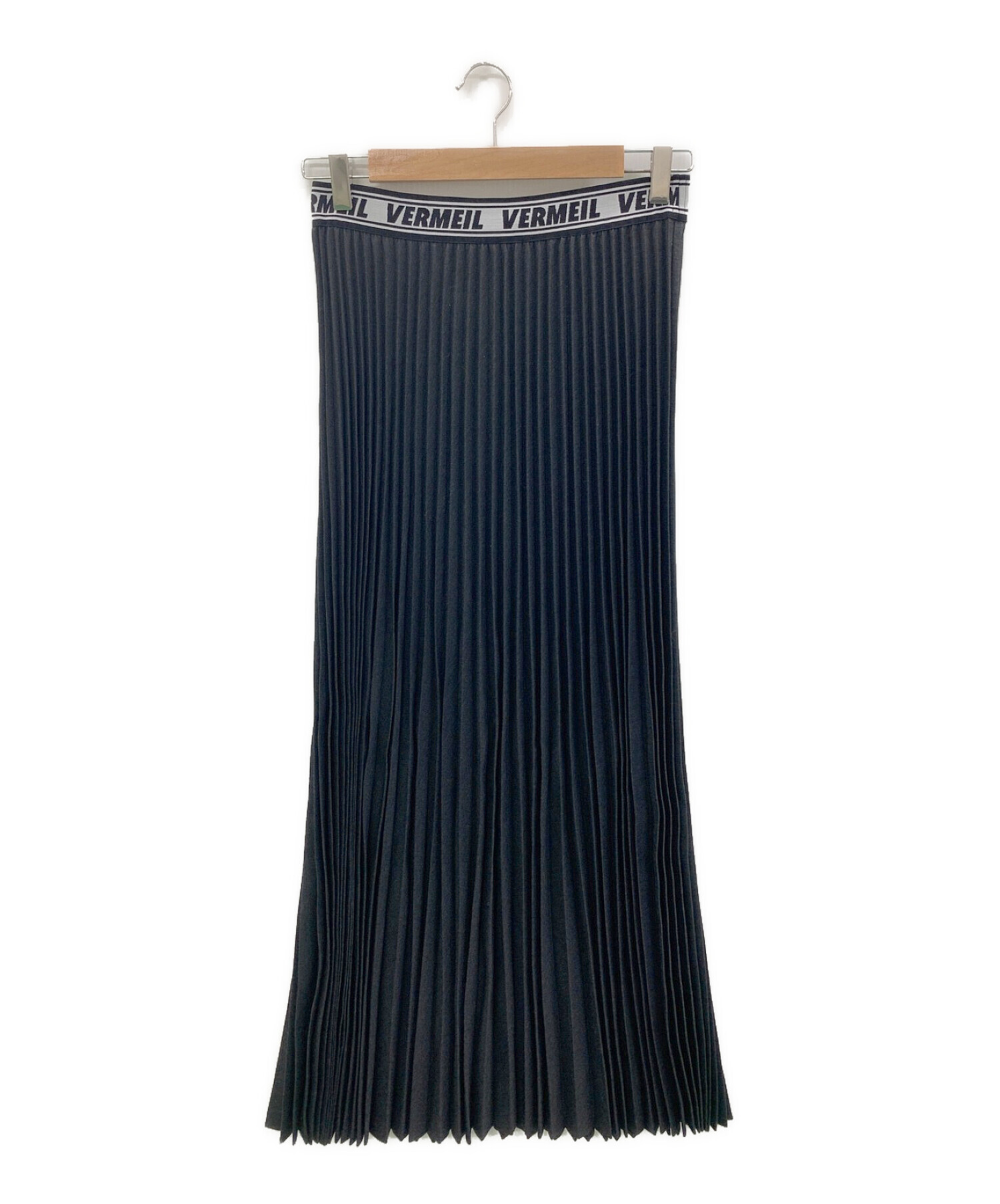 VERMEIL par iena (ヴェルメイユ パー イエナ) ロゴゴムプリーツスカート ブラック サイズ:38