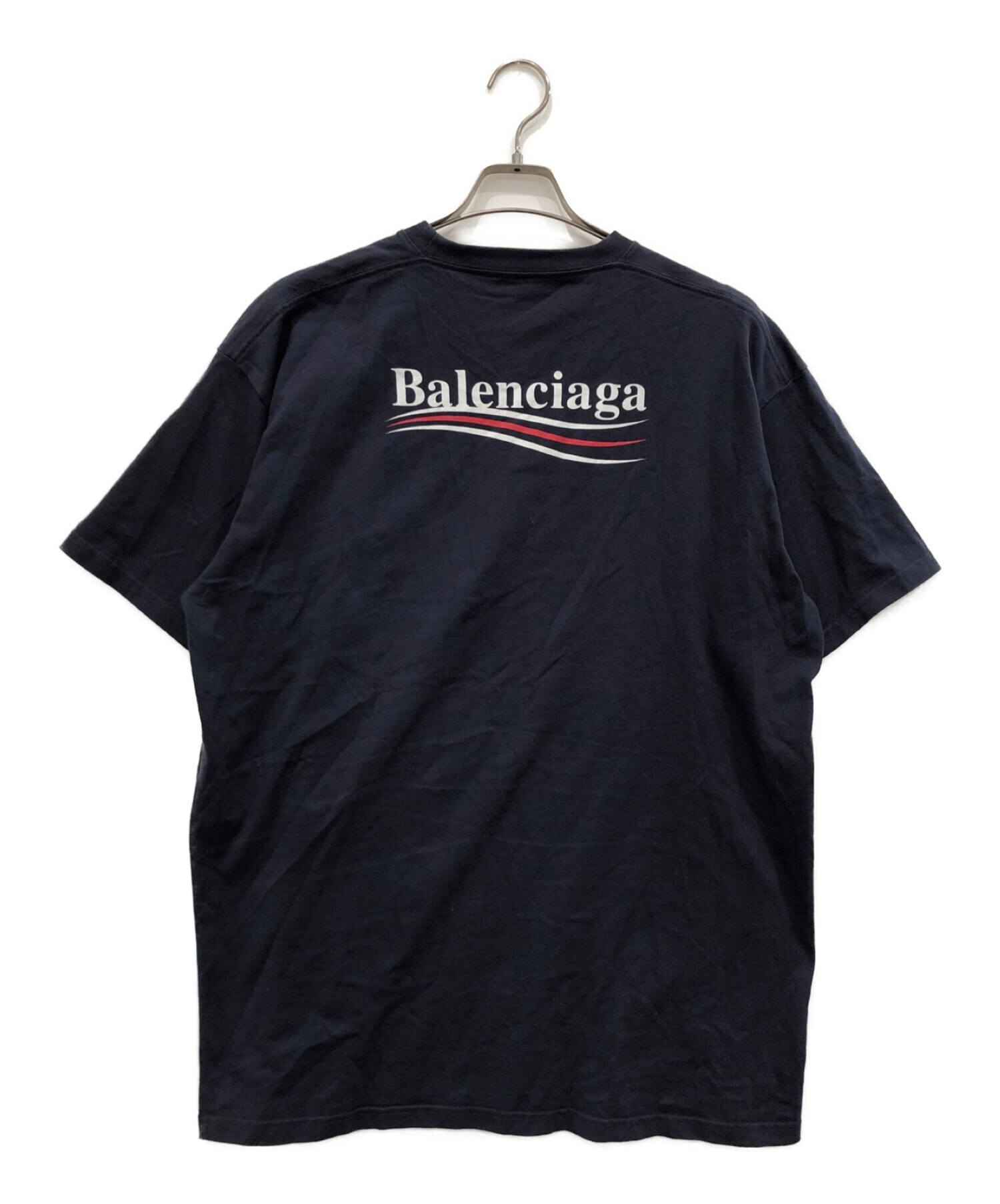 BALENCIAGA (バレンシアガ) キャンペーンロゴTシャツ ネイビー サイズ:S