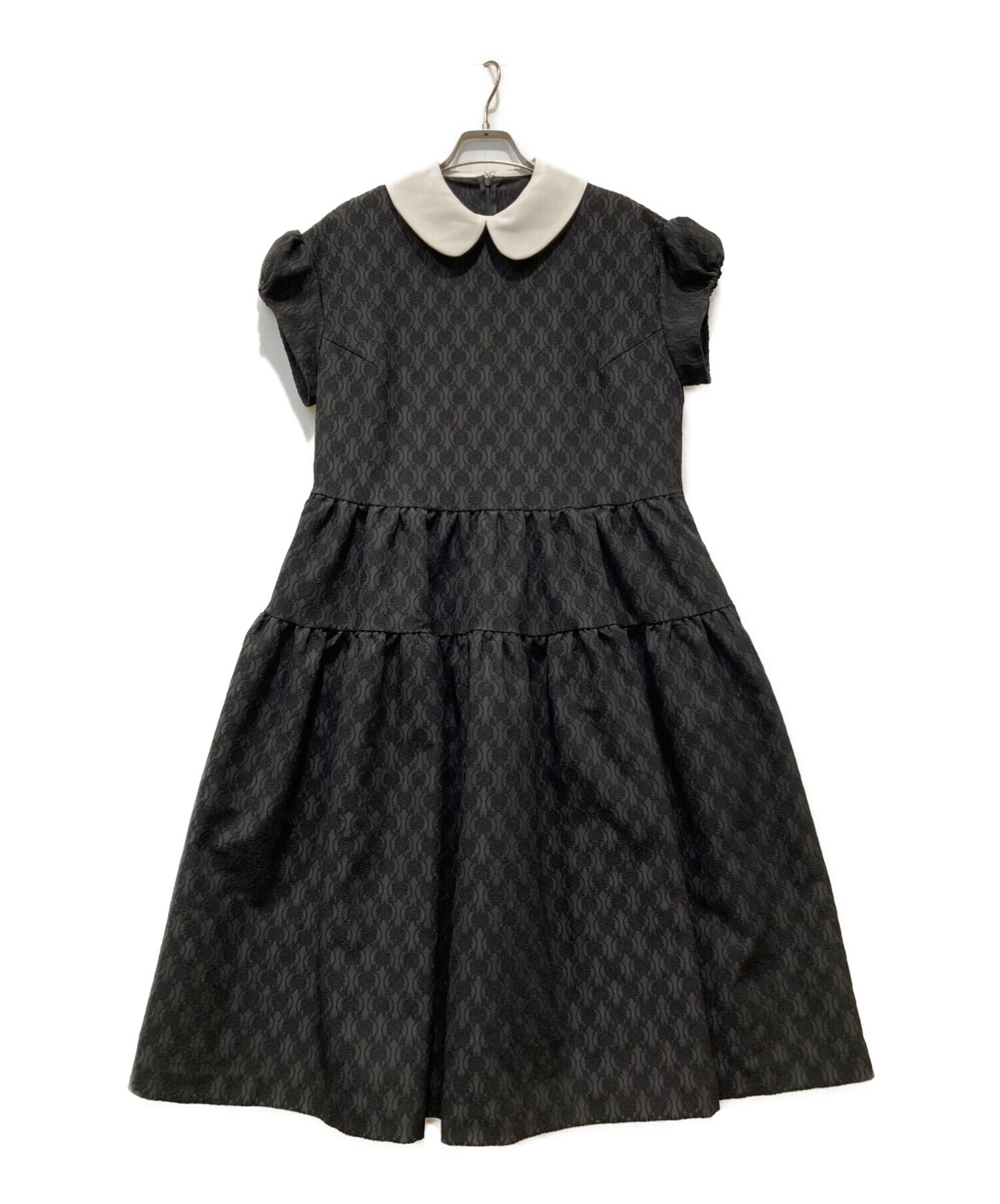 UNMINOU (アンミヌ) ラウンドカラージャガードドレス ブラック サイズ:F