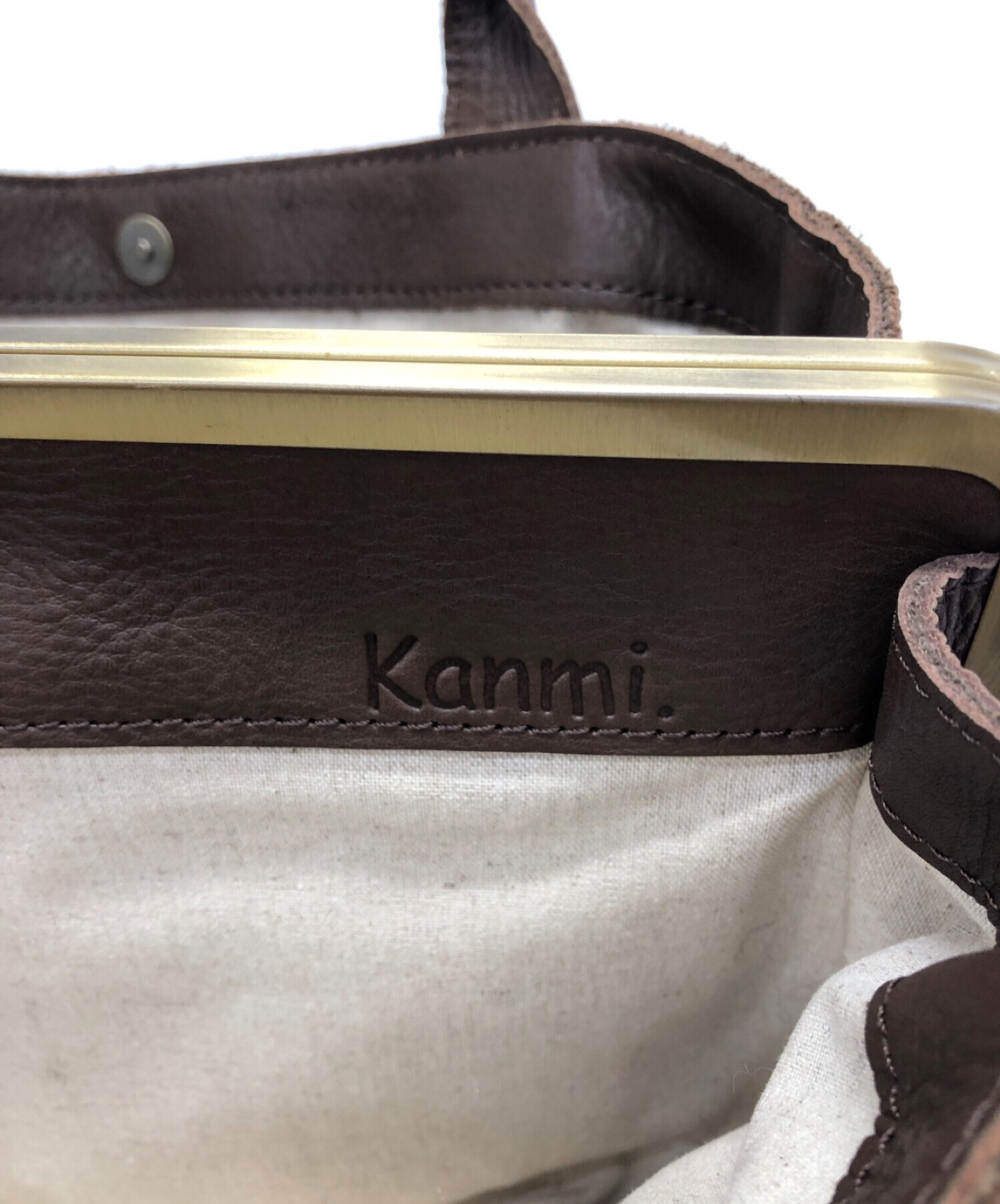 中古・古着通販】kanmi (カンミ) がま口レザートートバッグ ブラウン