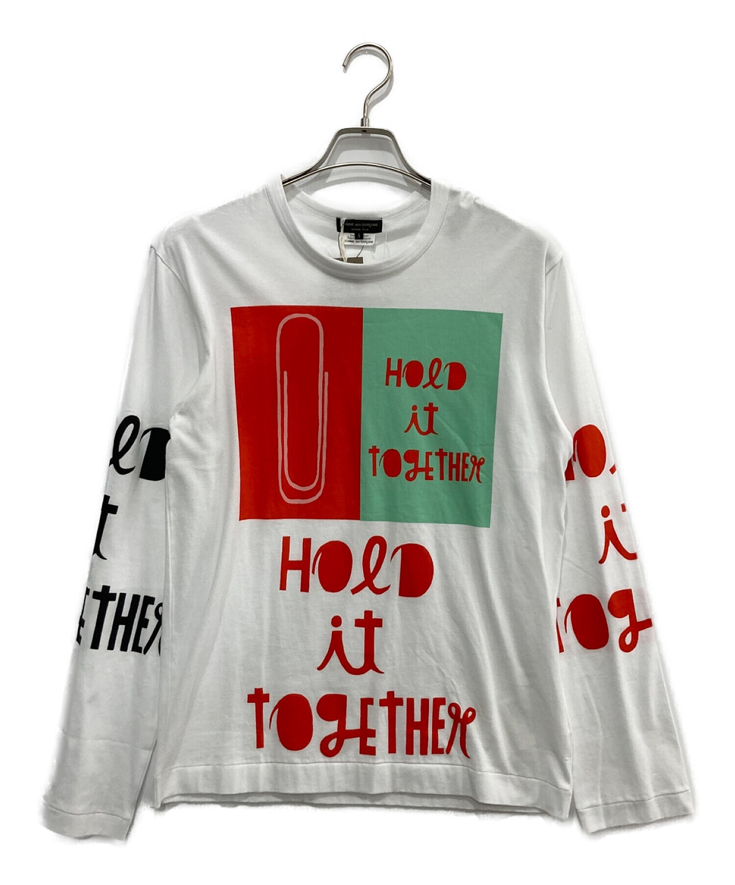 COMME des GARCONS HOMME PLUS (コムデギャルソンオムプリュス) Long Sleeve Hold It Together  Tee ホワイト サイズ:Ｓ