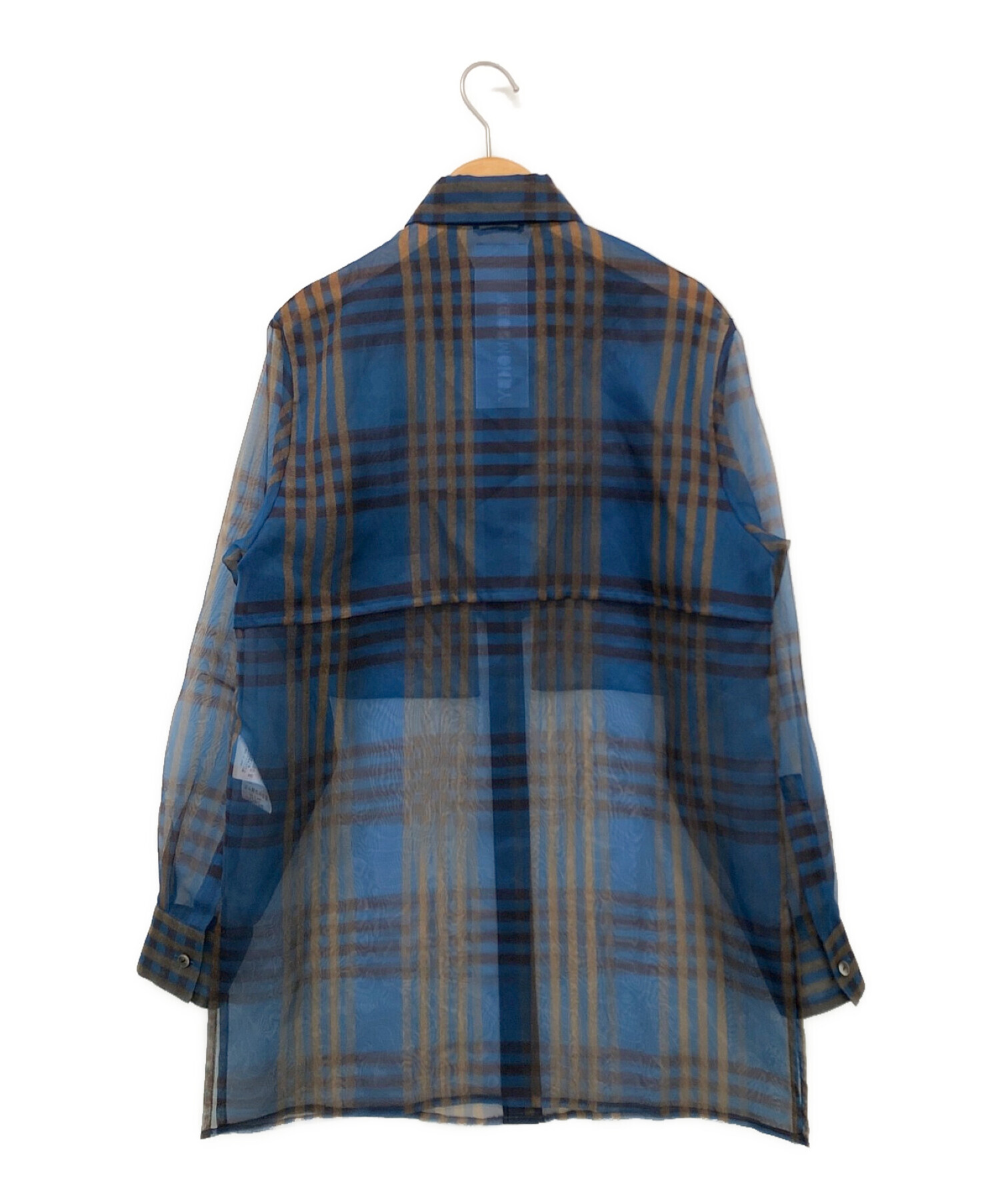 MIOSMOKEY (ミオズモーキー) PLAID SHEER LAYERED シャツ ネイビー サイズ:38