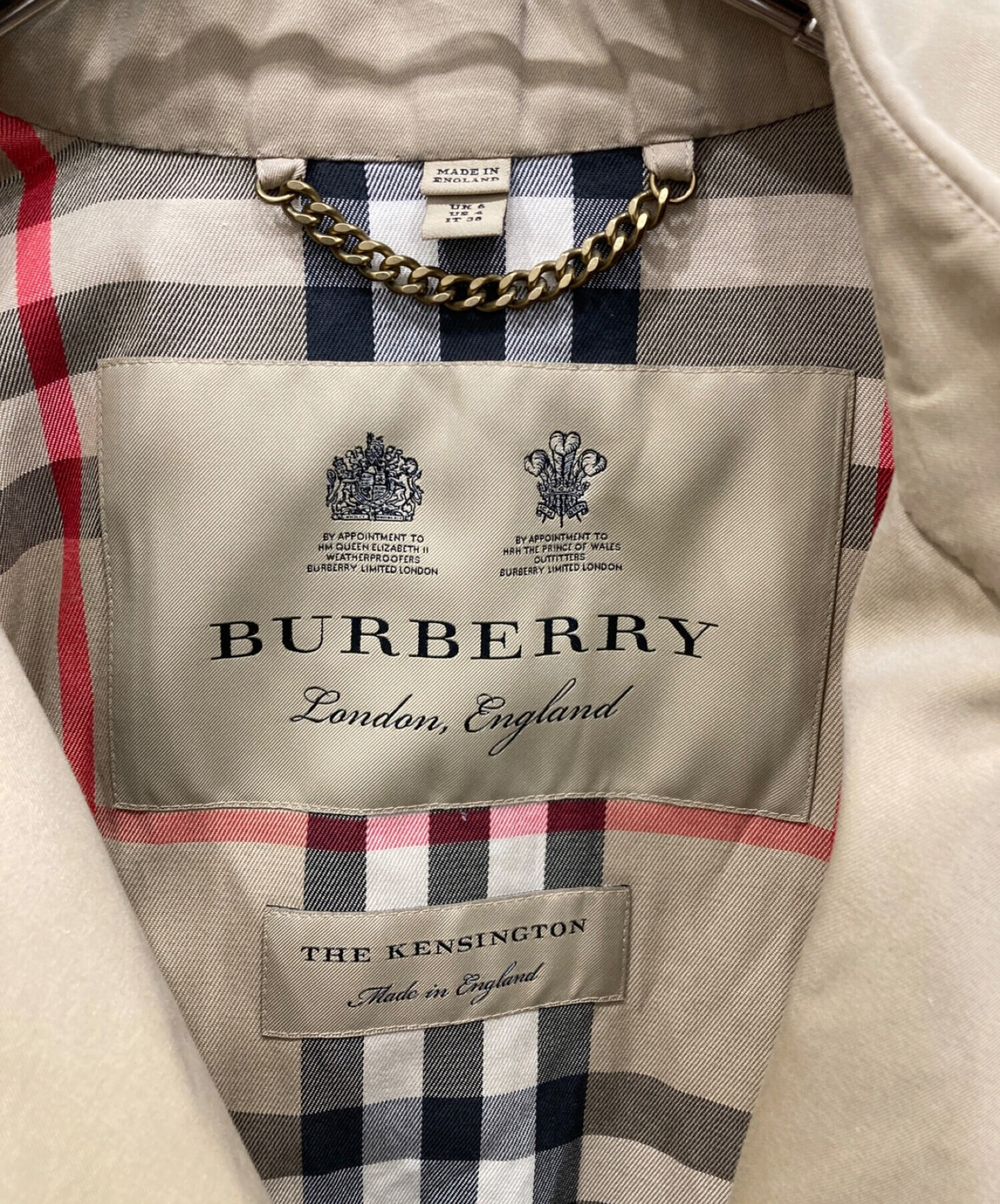 BURBERRY (バーバリー) THE KENSINGTON　メガチェック　ノヴァチェックトレンチコート ベージュ サイズ:38