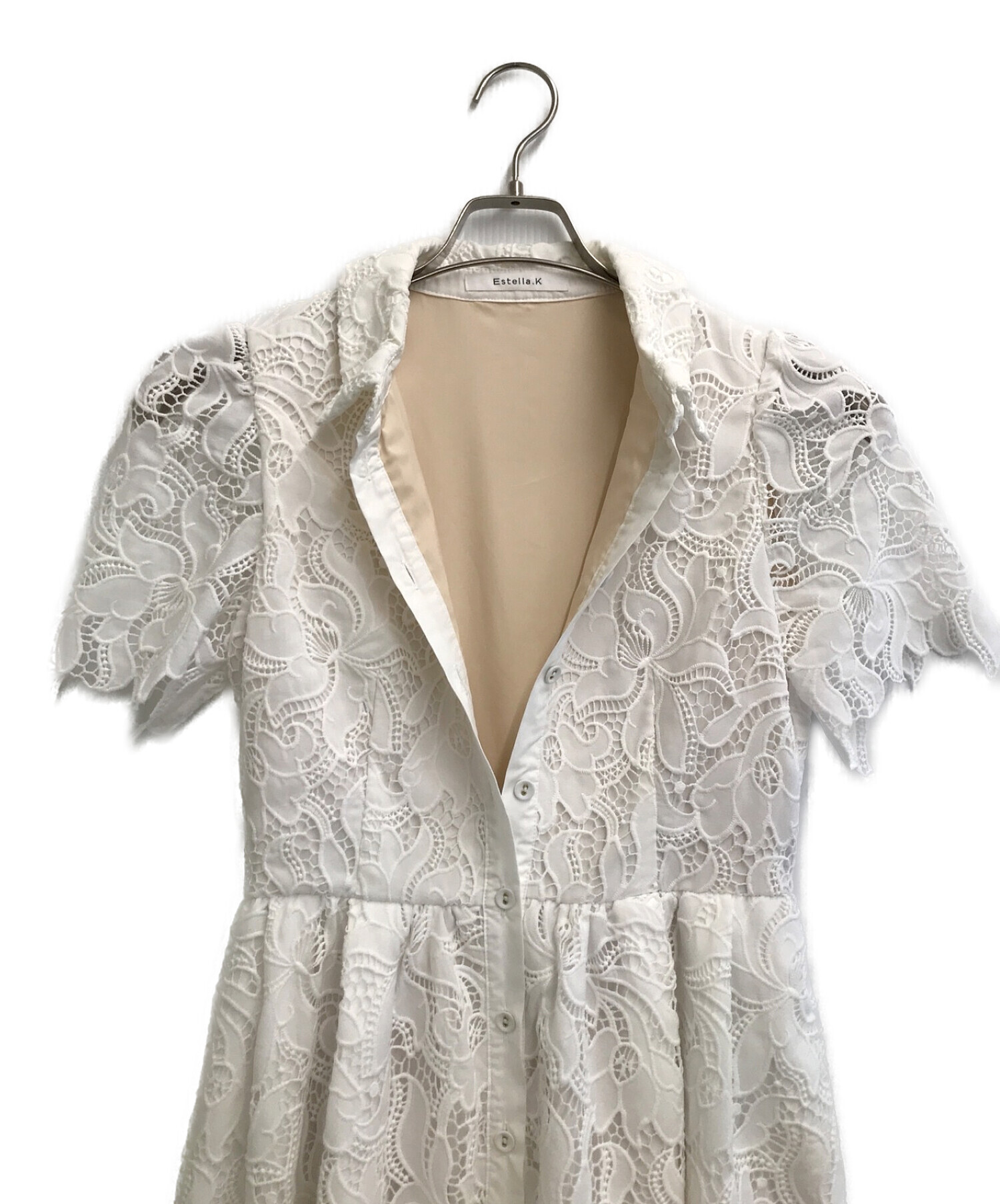 Estella.K (エステラケー) カットワークケミカルレースシャツドレス ホワイト サイズ:Free