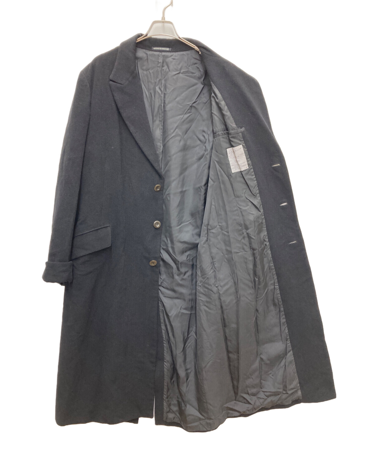 【中古・古着通販】Yohji Yamamoto pour homme (ヨウジヤマモト プールオム) ウール ギャバジン ロングコート ブラック サイズ:3｜ブランド・古着通販  トレファク公式【TREFAC FASHION】スマホサイト