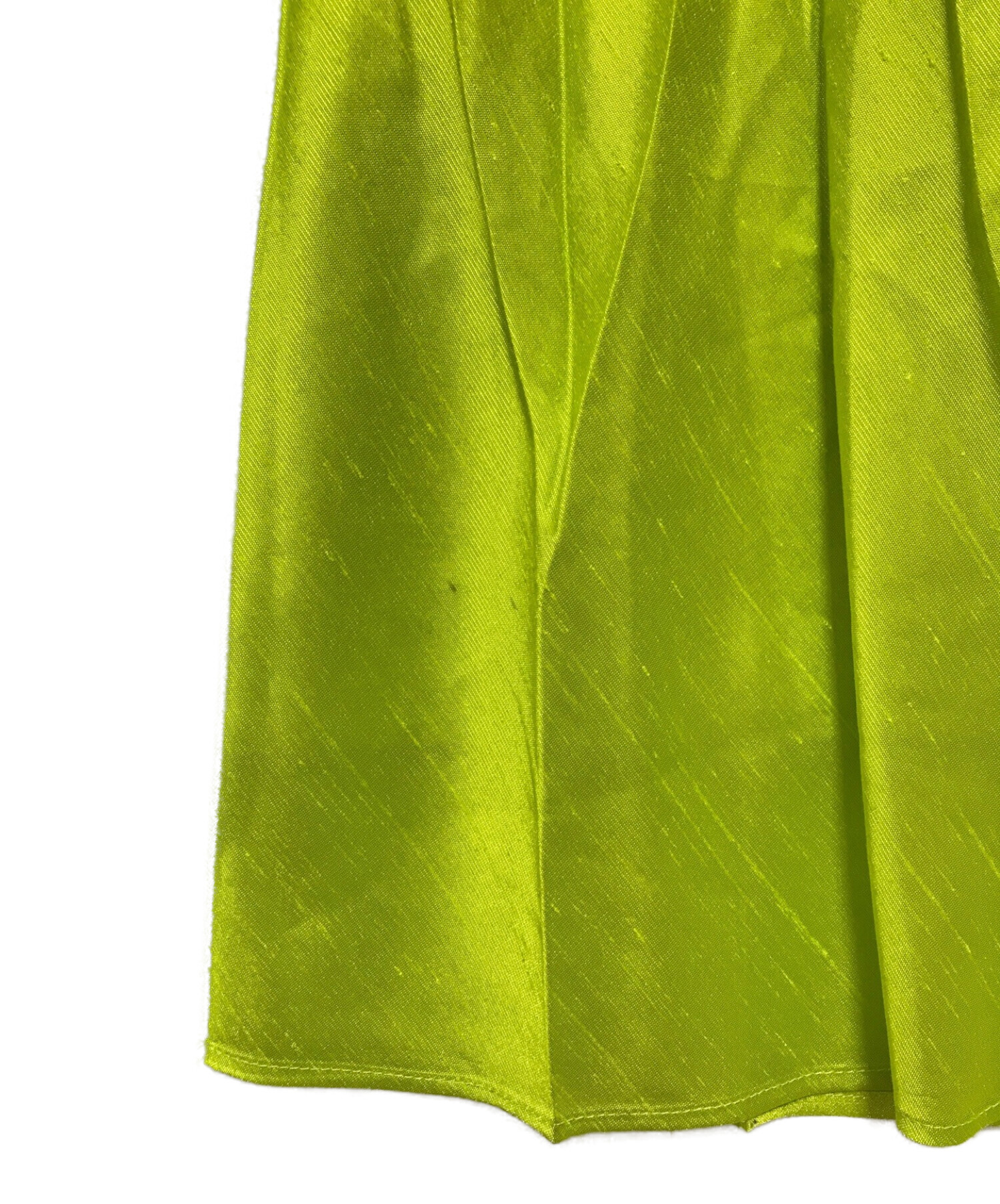 UN3D. (アンスリード) オリガミプリーツシャンタンスカート イエローグリーン サイズ:SIZE 38