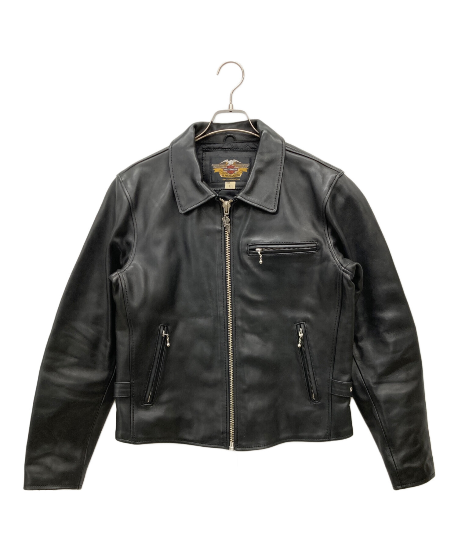 HARLEY-DAVIDSON (ハーレーダビッドソン) レザーシングルライダースジャケット ブラック サイズ:SIZE L