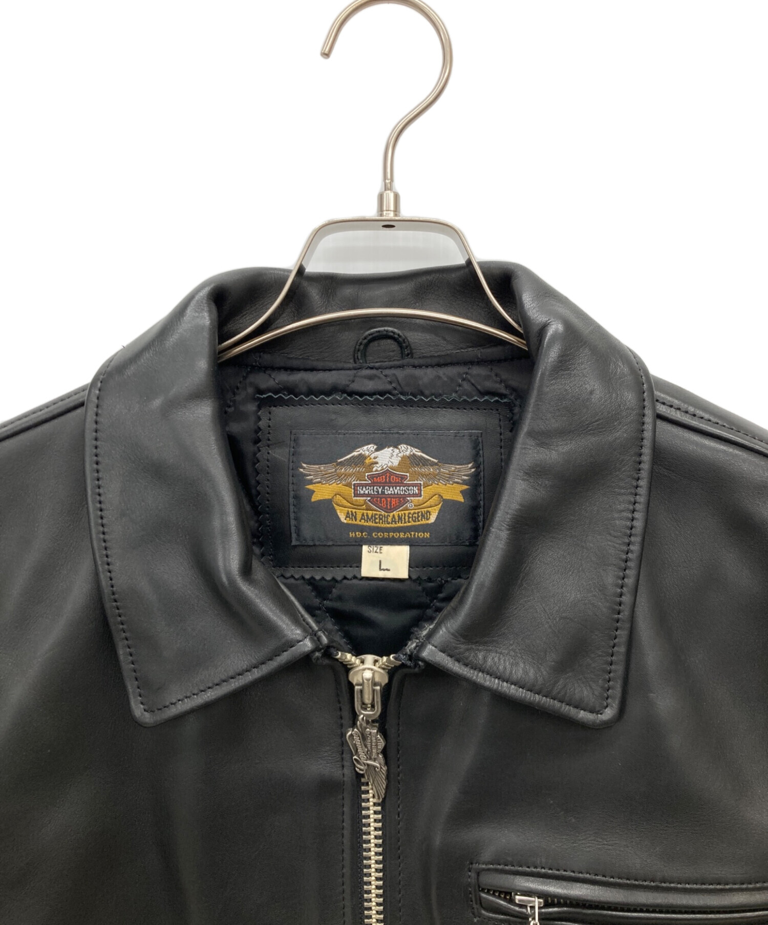 HARLEY-DAVIDSON (ハーレーダビッドソン) レザーシングルライダースジャケット ブラック サイズ:SIZE L