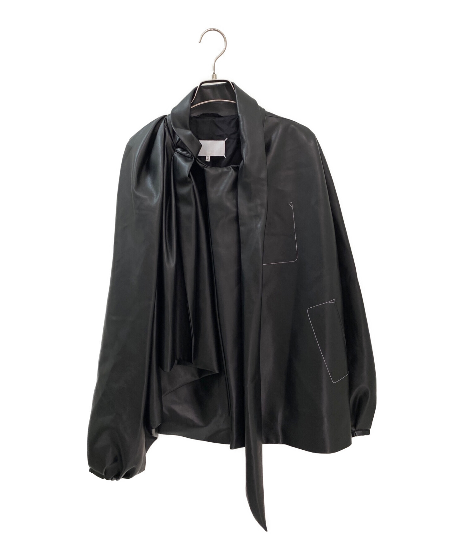 Maison Margiela (メゾンマルジェラ) Faux Leather Pussy Bow Jacket ブラック サイズ:38