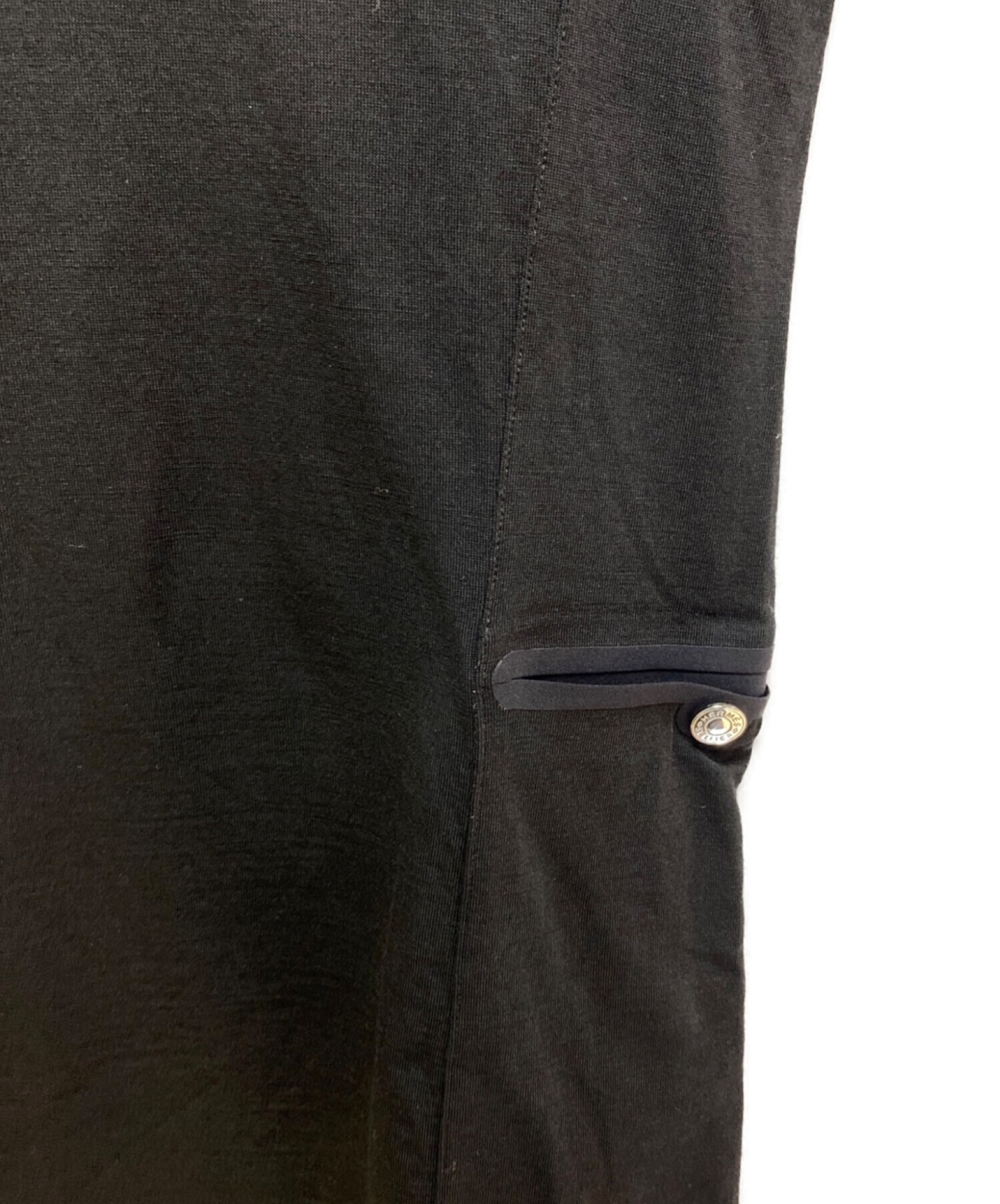 HERMES (エルメス) ハーフジップTシャツ ブラック サイズ:L