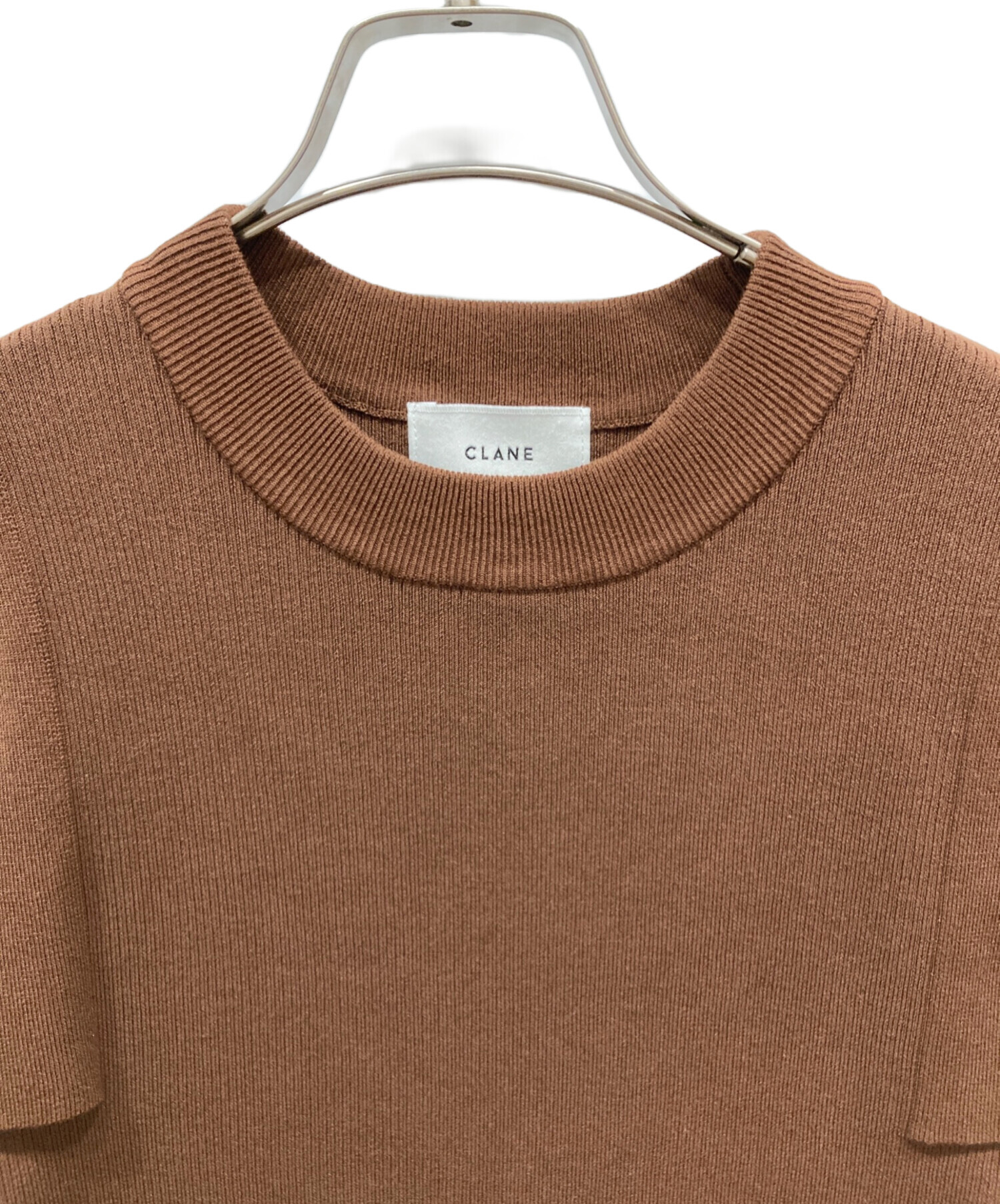 中古・古着通販】CLANE (クラネ) SQUARE SLEEVE KNIT TOPS スクエアスリーブニットトップス ブラウン  サイズ:1｜ブランド・古着通販 トレファク公式【TREFAC FASHION】スマホサイト