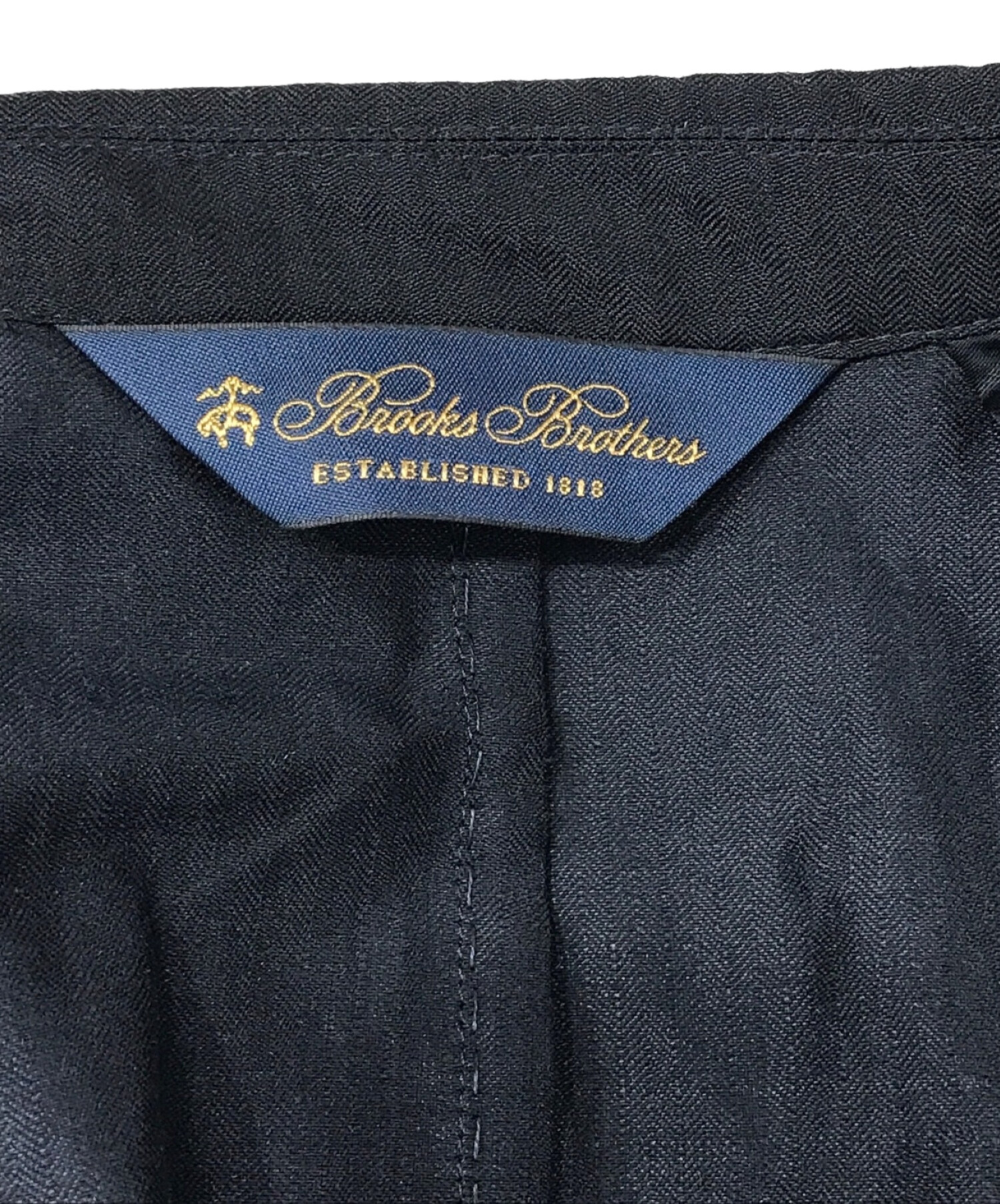 BROOKS BROTHERS (ブルックスブラザーズ) ウール/リネン ヘリンボーン イージースーツ ネイビー サイズ:SIZE　L