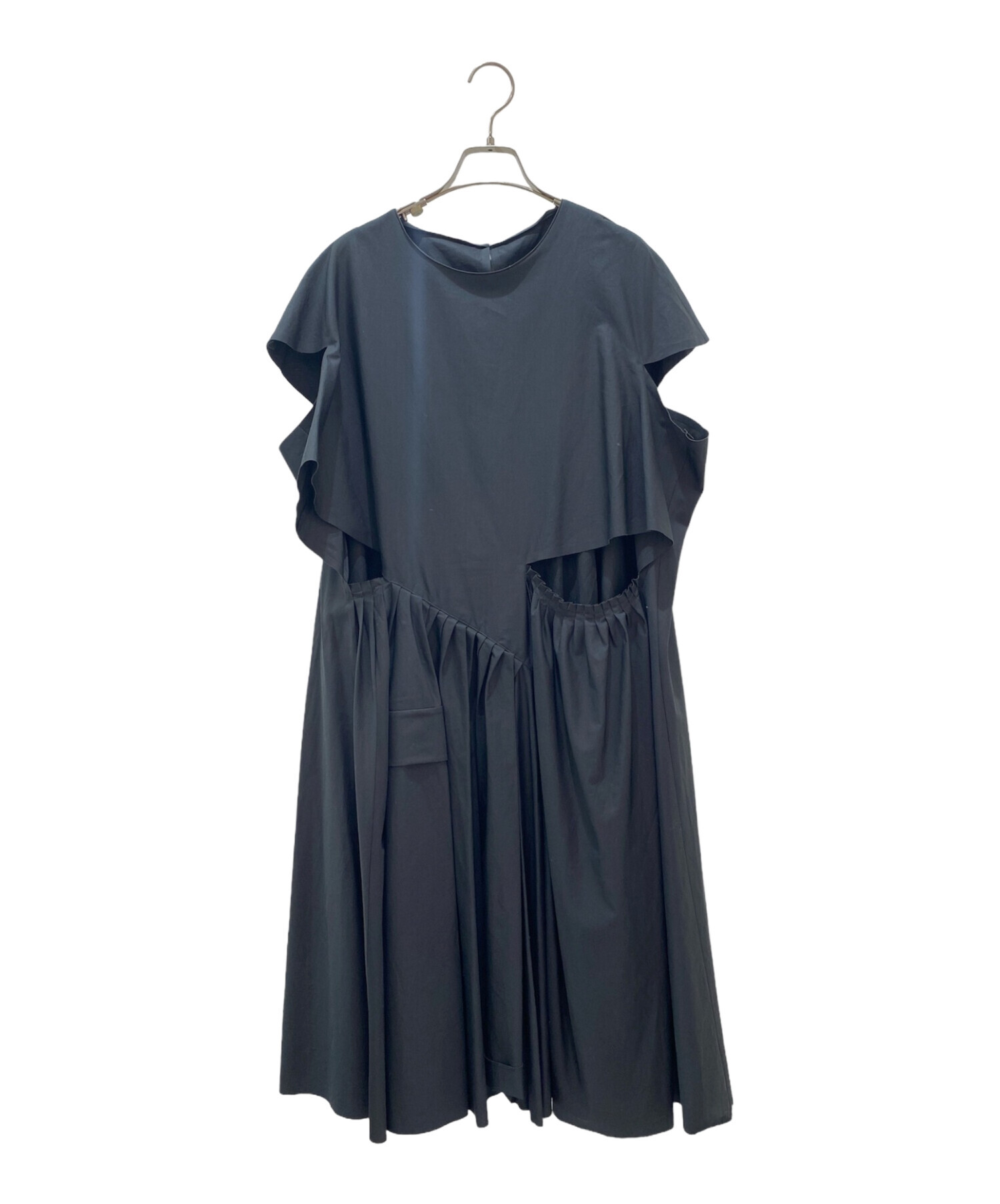 Maison Margiela (メゾンマルジェラ) POPLIN RANDOM PLEATS DECORTICE DRESS ブラック サイズ:38