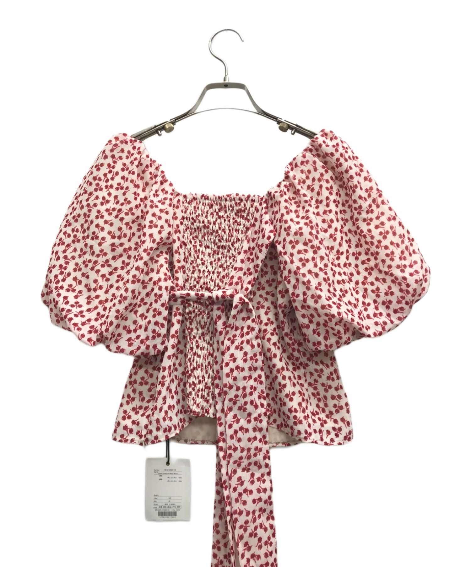 Her lip to (ハーリップトゥ) Garden Floral-print Ribbon Blouse レッド サイズ:M 未使用品