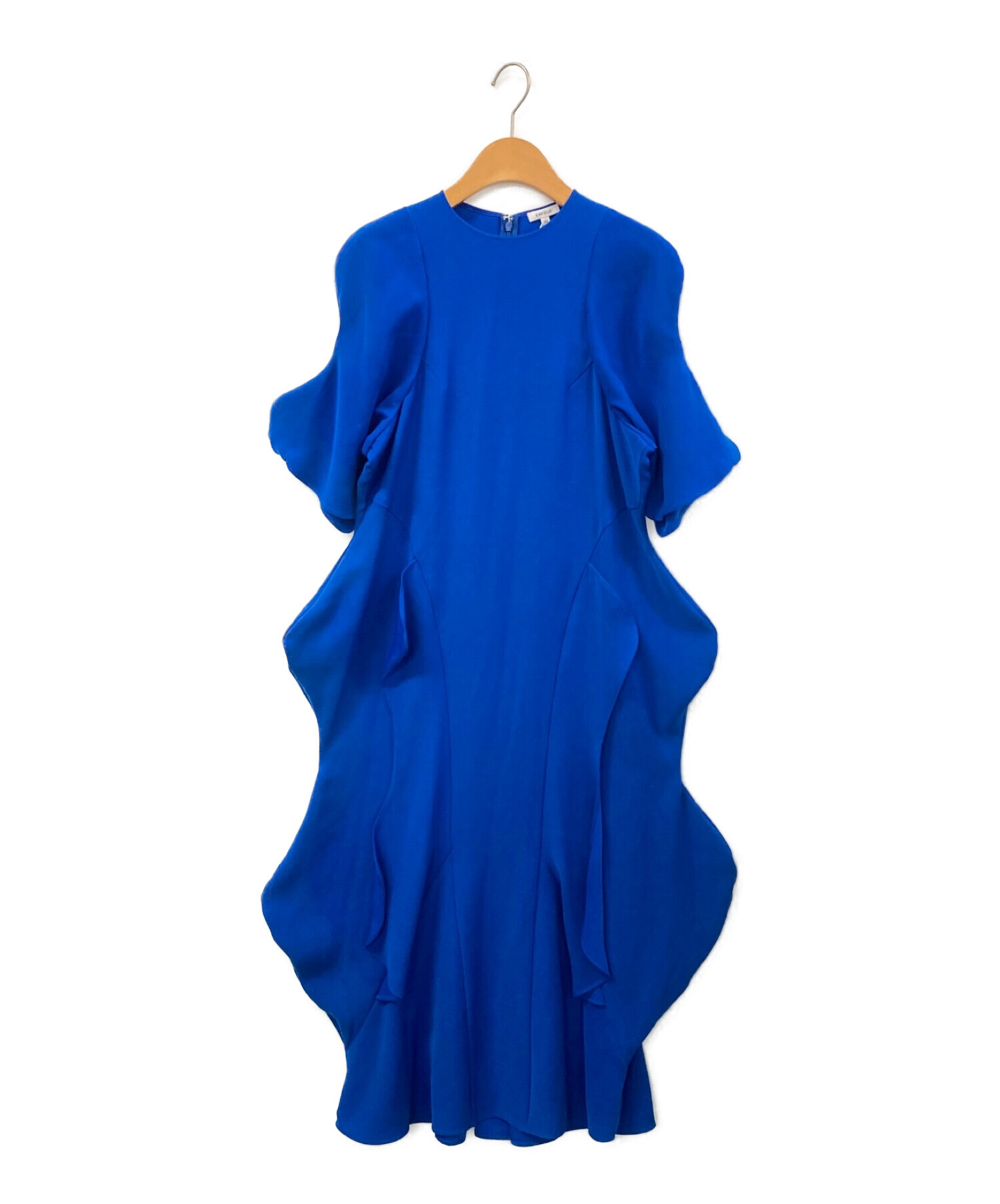 ENFOLD (エンフォルド) WAVE DRAPE DRESS ブルー サイズ:36
