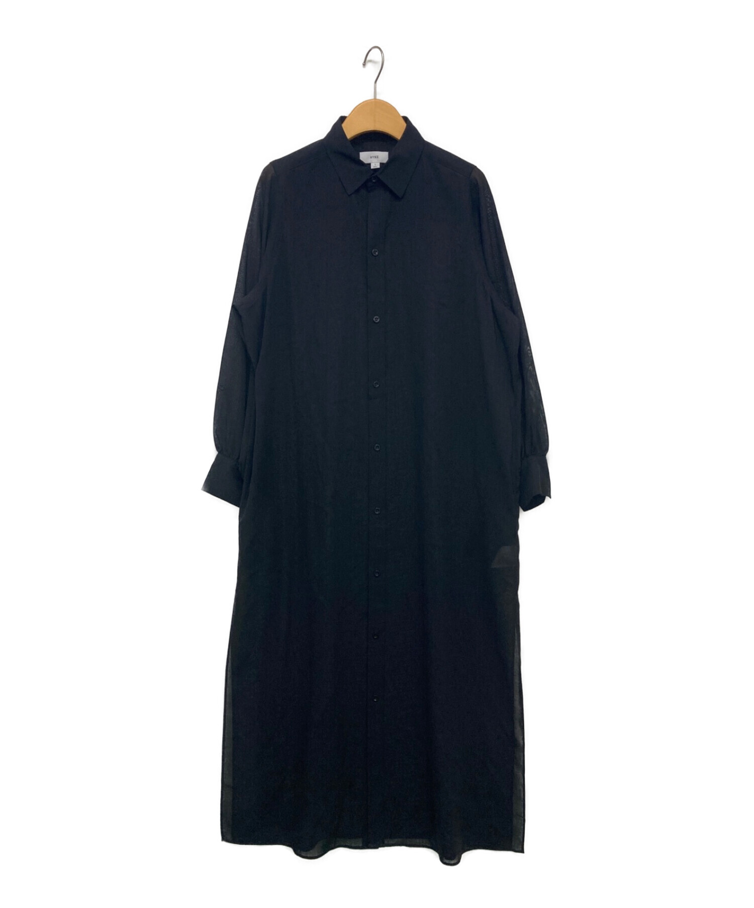 中古・古着通販】HYKE (ハイク) W/P SHIRT DRESS ブラック サイズ:1