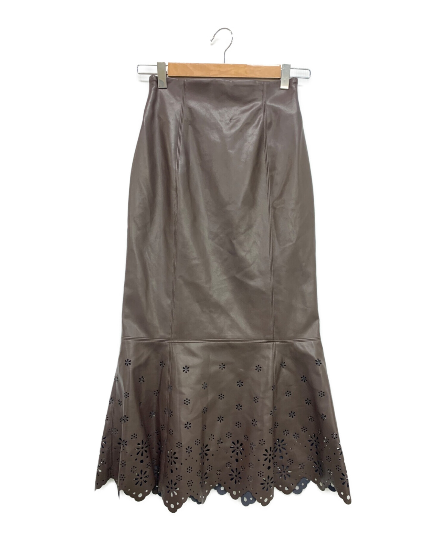 HER LIP TO (ハーリップトゥ) Vegan Leather-Punched LaceSkirt エスプレッソ サイズ:S