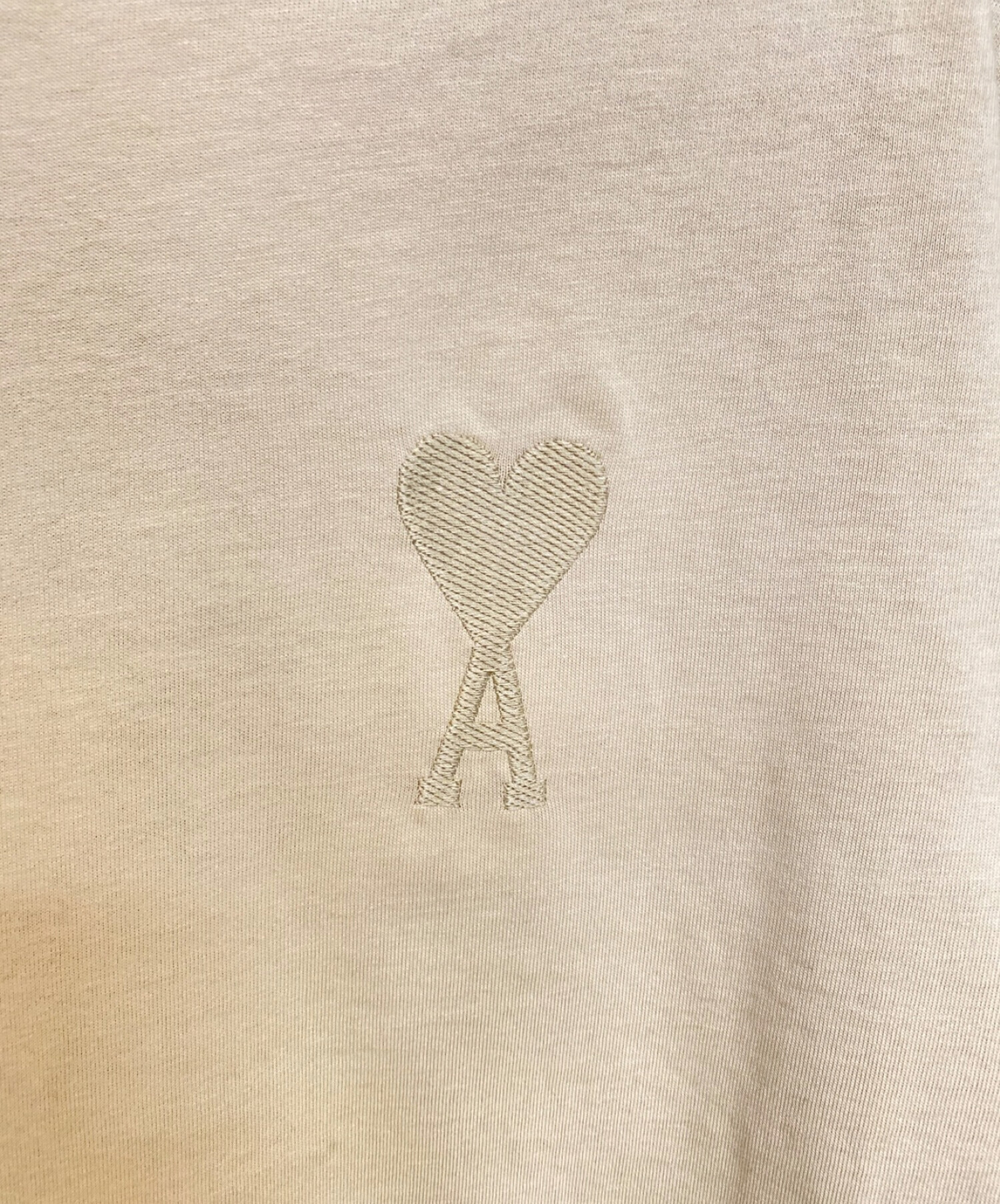 AMI Alexandre Mattiussi (アミ アレクサンドル マテュッシ) ハートロゴ刺繍Tシャツ ベージュ サイズ:XS 未使用品