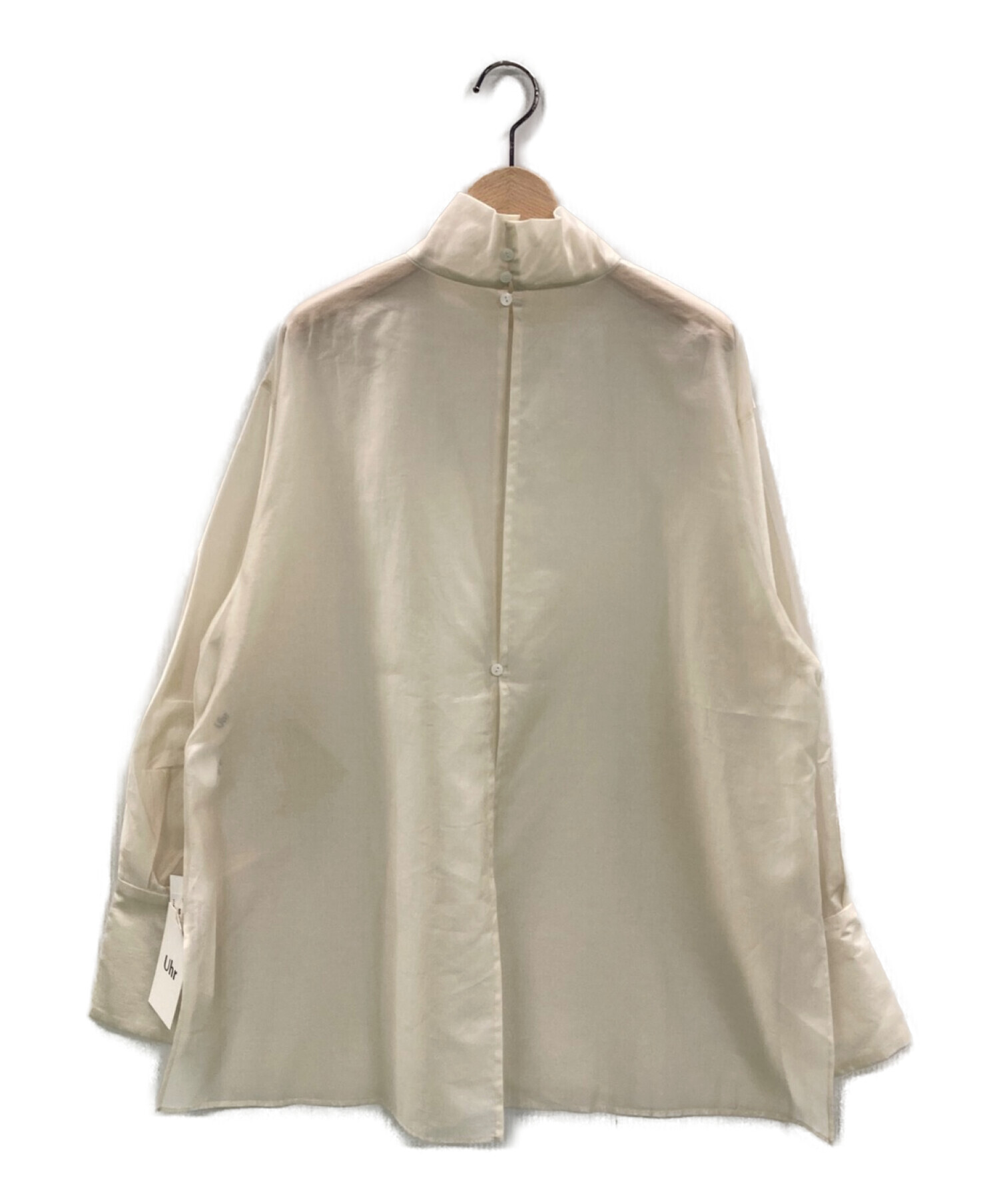 中古・古着通販】Uhr (ウーア) high neck sheer blouse ベージュ