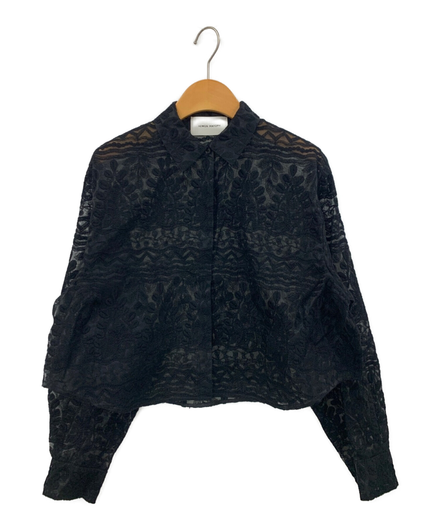 AEWEN MATOPH (イウエン マトフ) オーガンジー エンブロイダリー シャツ ブラック サイズ:-