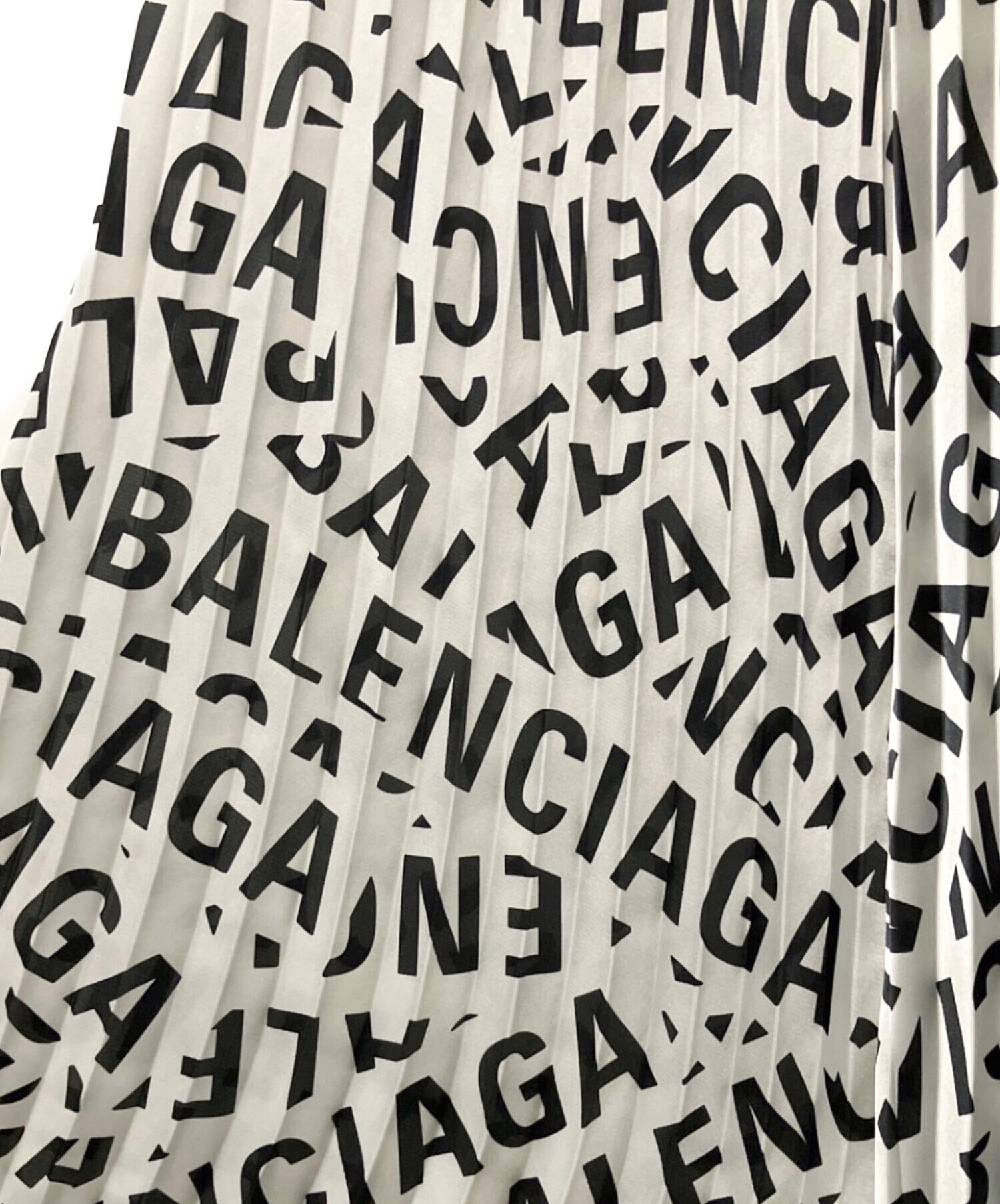 BALENCIAGA (バレンシアガ) 総ロゴプリーツスカート ホワイト サイズ:34