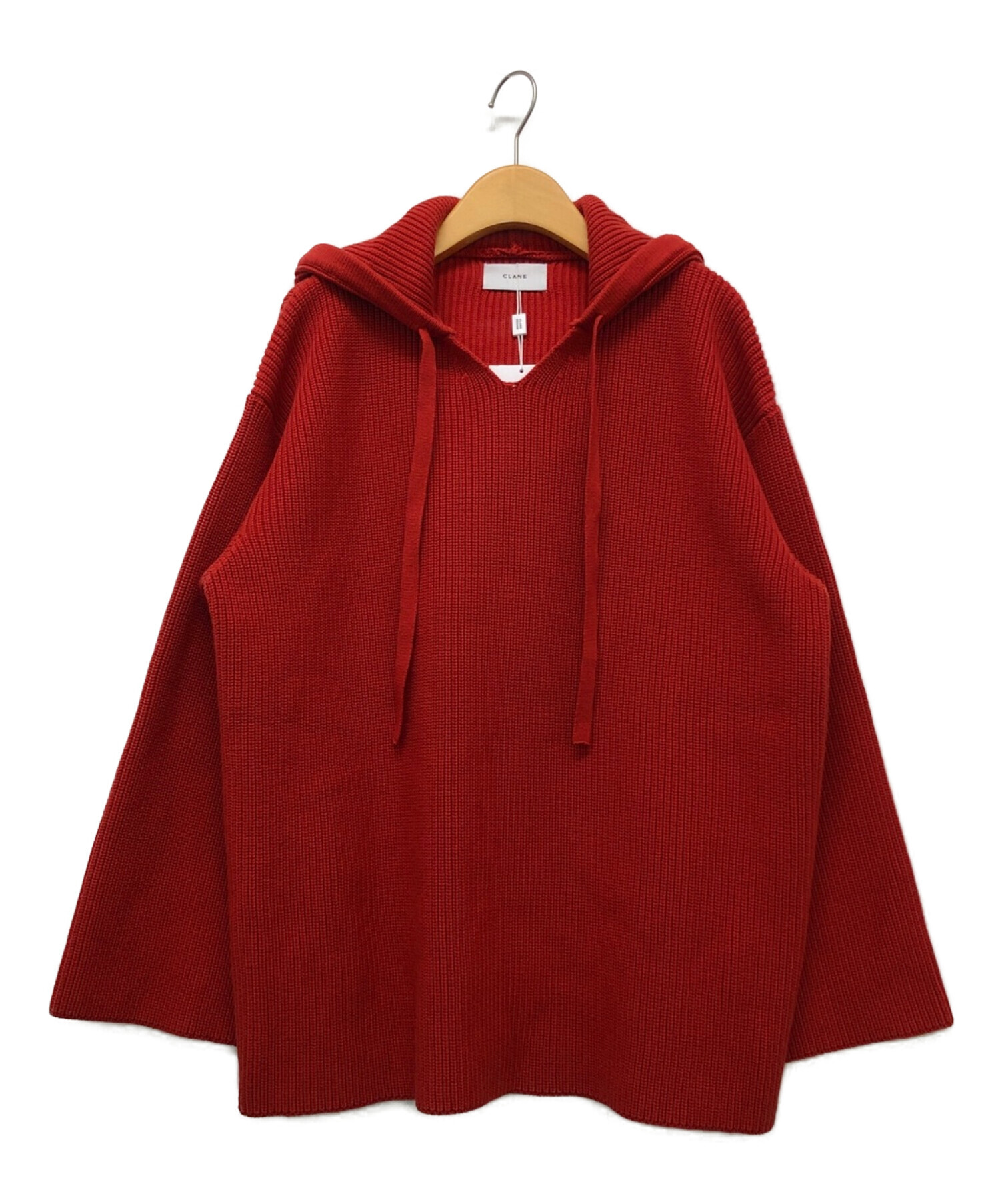 CLANE (クラネ) WIDE HOOD KNIT TOPS レッド サイズ:2