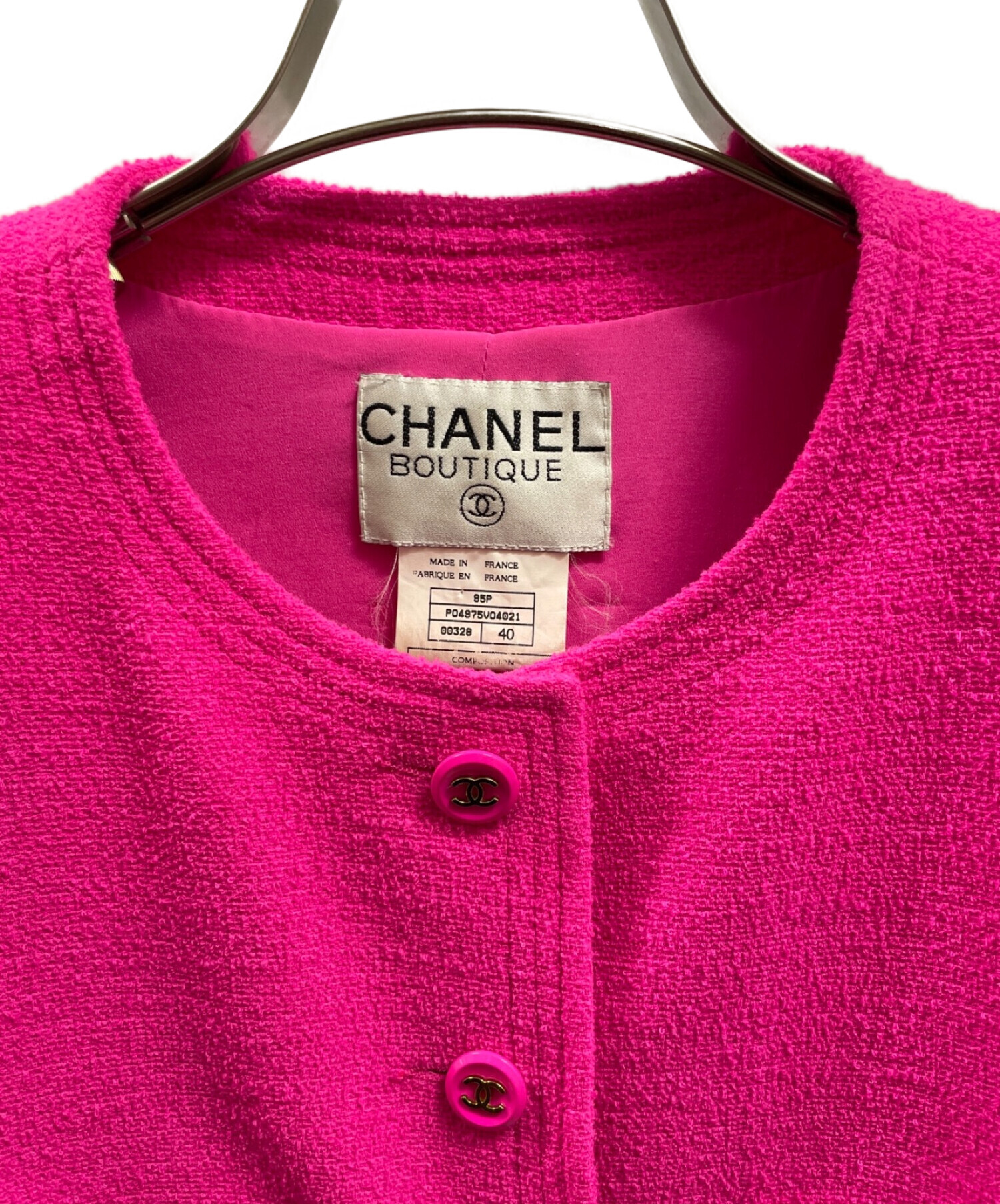 CHANEL (シャネル) ノーカラージャケット ピンク サイズ:40