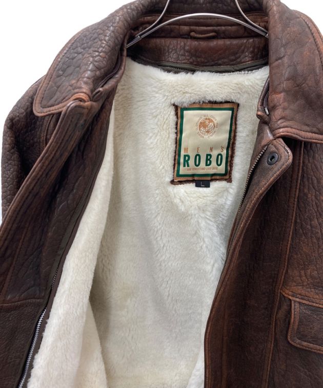 品質重視MEN\'S ROBO　レザージャケット　ラムスキン　羊表革　短丈　ブラウン　M ジャケット・アウター