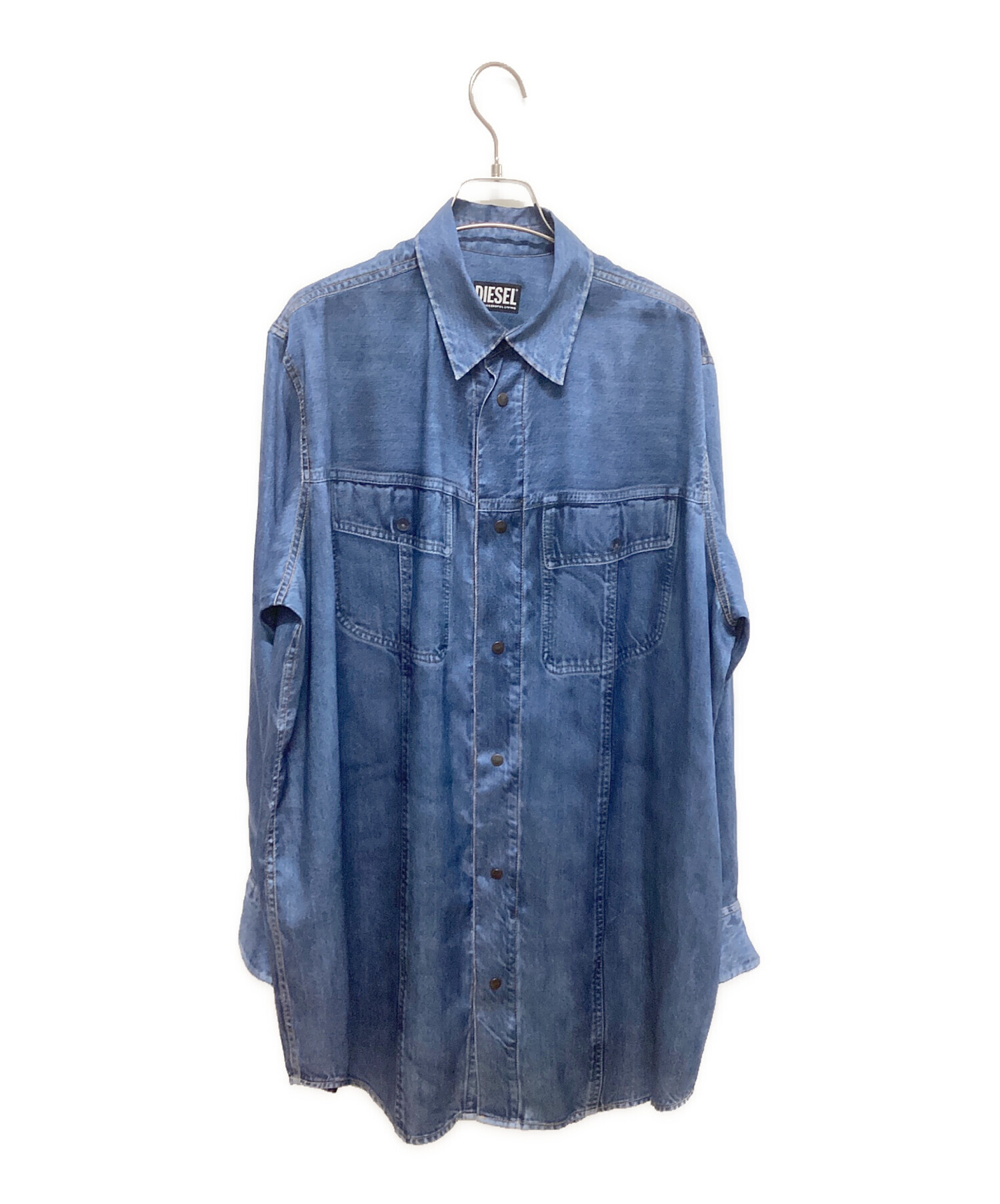 中古・古着通販】DIESEL (ディーゼル) 転写プリントシャツワンピース ブルー サイズ:xs｜ブランド・古着通販 トレファク公式【TREFAC  FASHION】スマホサイト