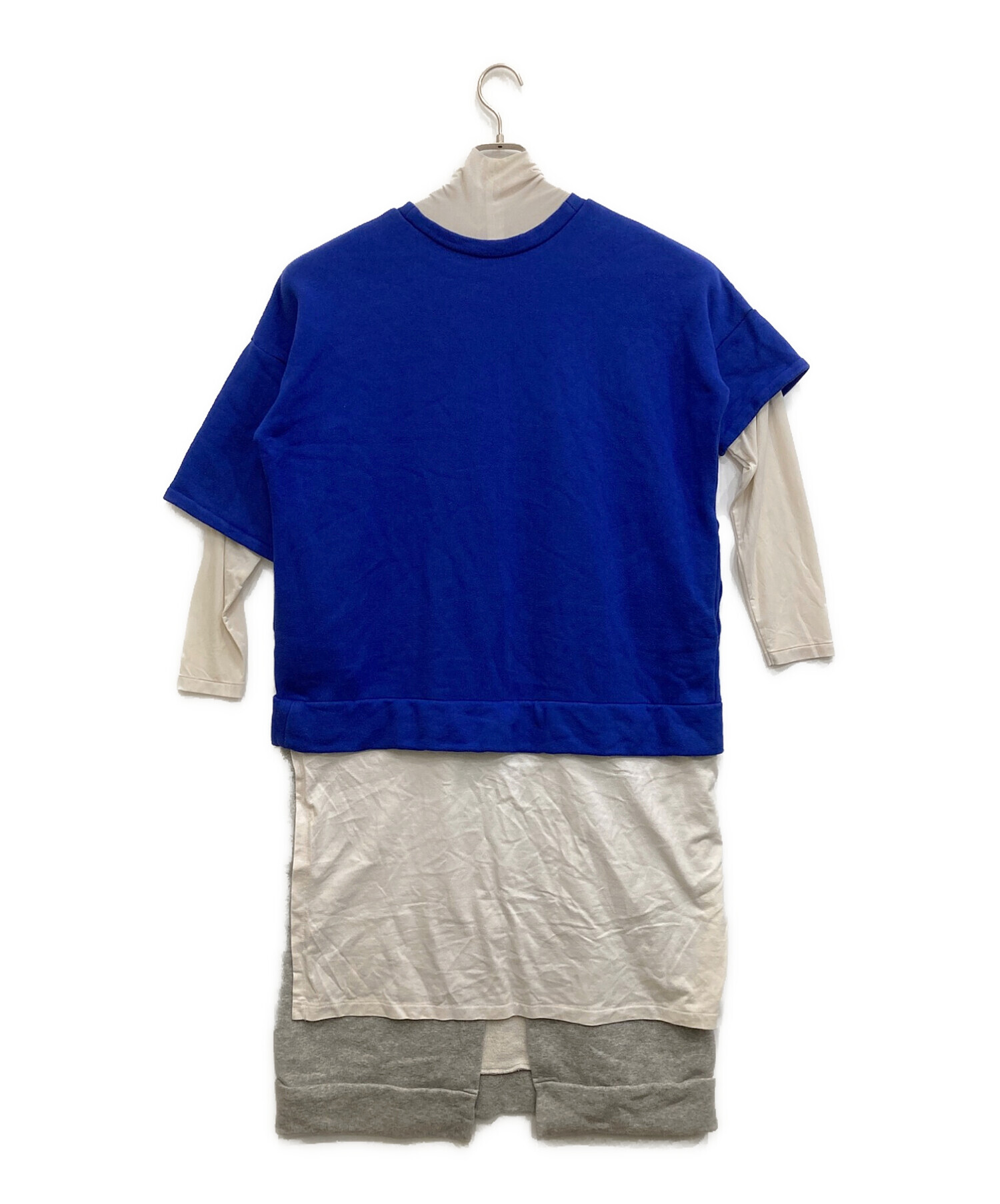 ENFOLD (エンフォルド) バックウォームレイヤードドレス ブルー サイズ:36