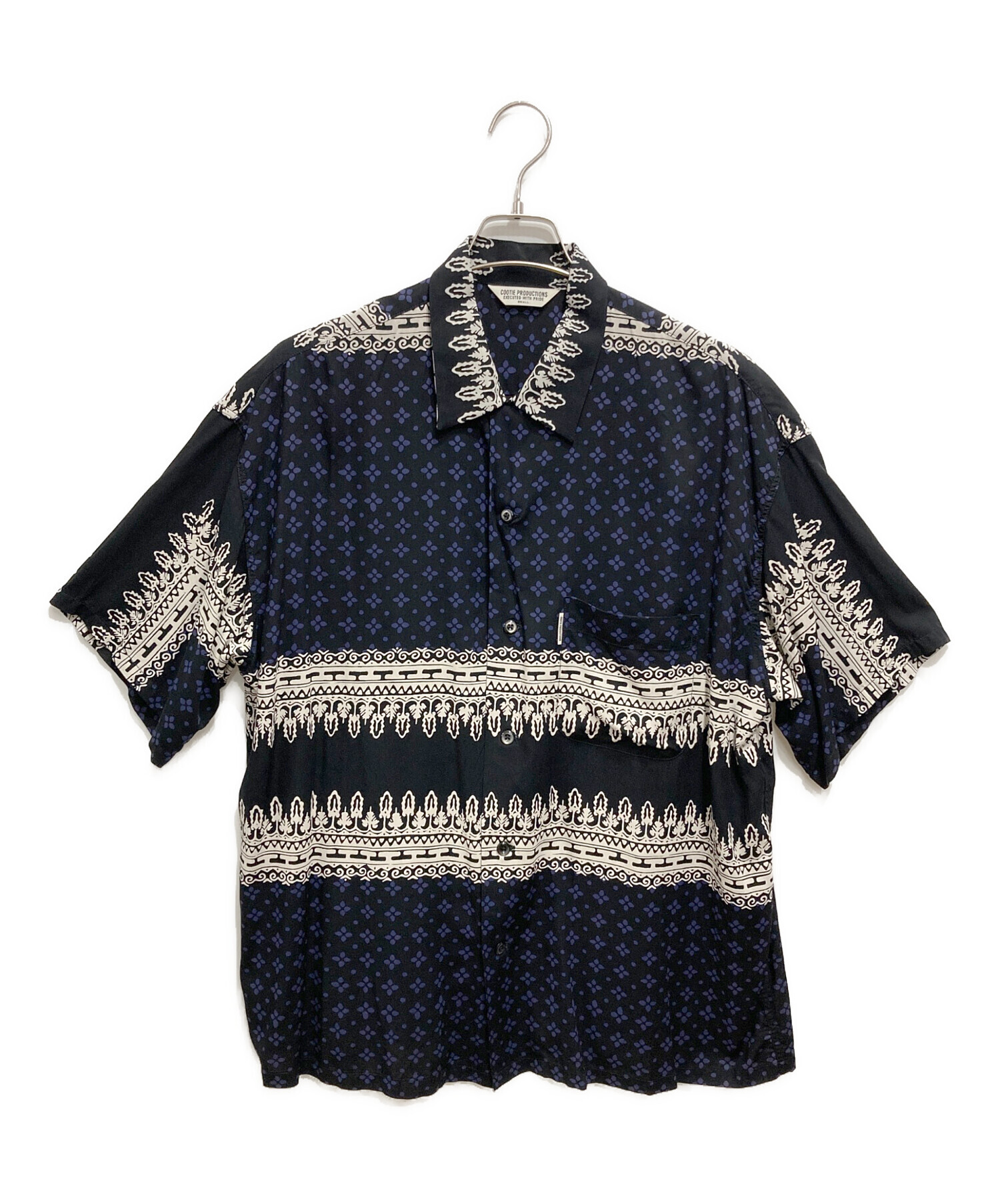 中古・古着通販】COOTIE PRODUCTIONS (クーティープロダクツ) Rayon Open Collar S/S Shirt  ブラック×ホワイト サイズ:S｜ブランド・古着通販 トレファク公式【TREFAC FASHION】スマホサイト