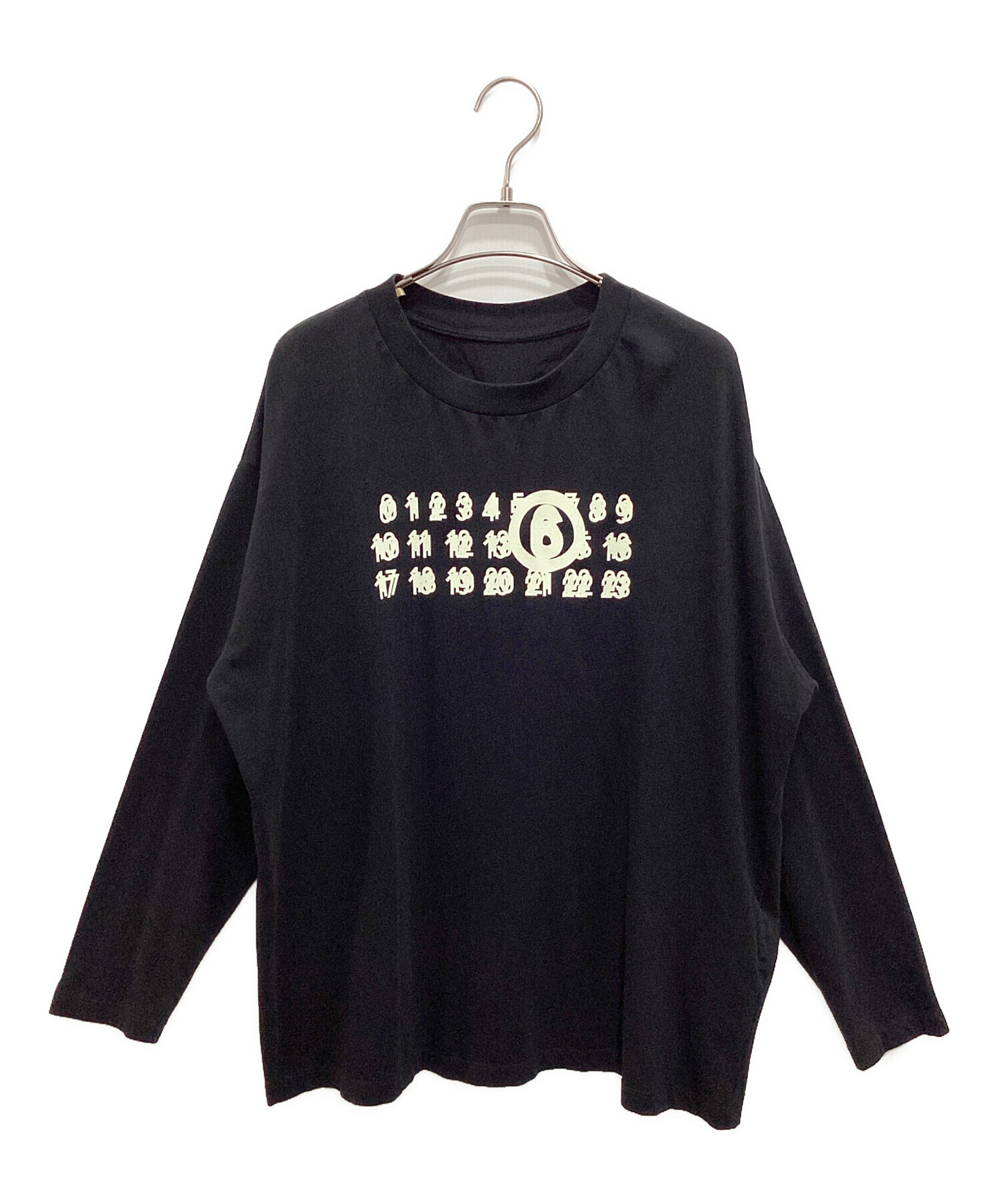 MM6 Maison Margiela (エムエムシックス メゾンマルジェラ) ロゴロングスリーブTシャツ ブラック サイズ:M 未使用品