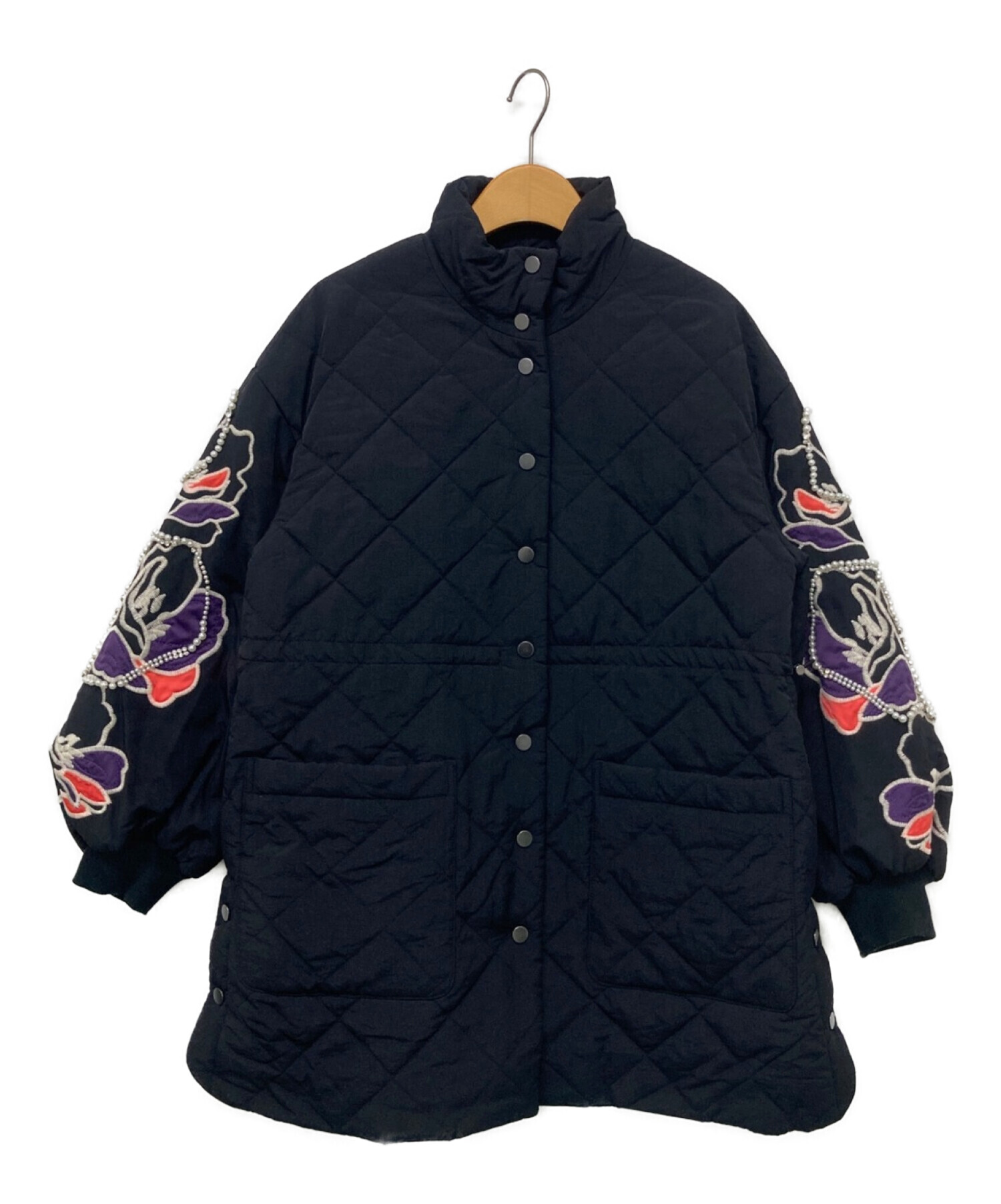 GRACE CONTINENTAL (グレースコンチネンタル) パフ刺繍キルトジャケット ブラック サイズ:36