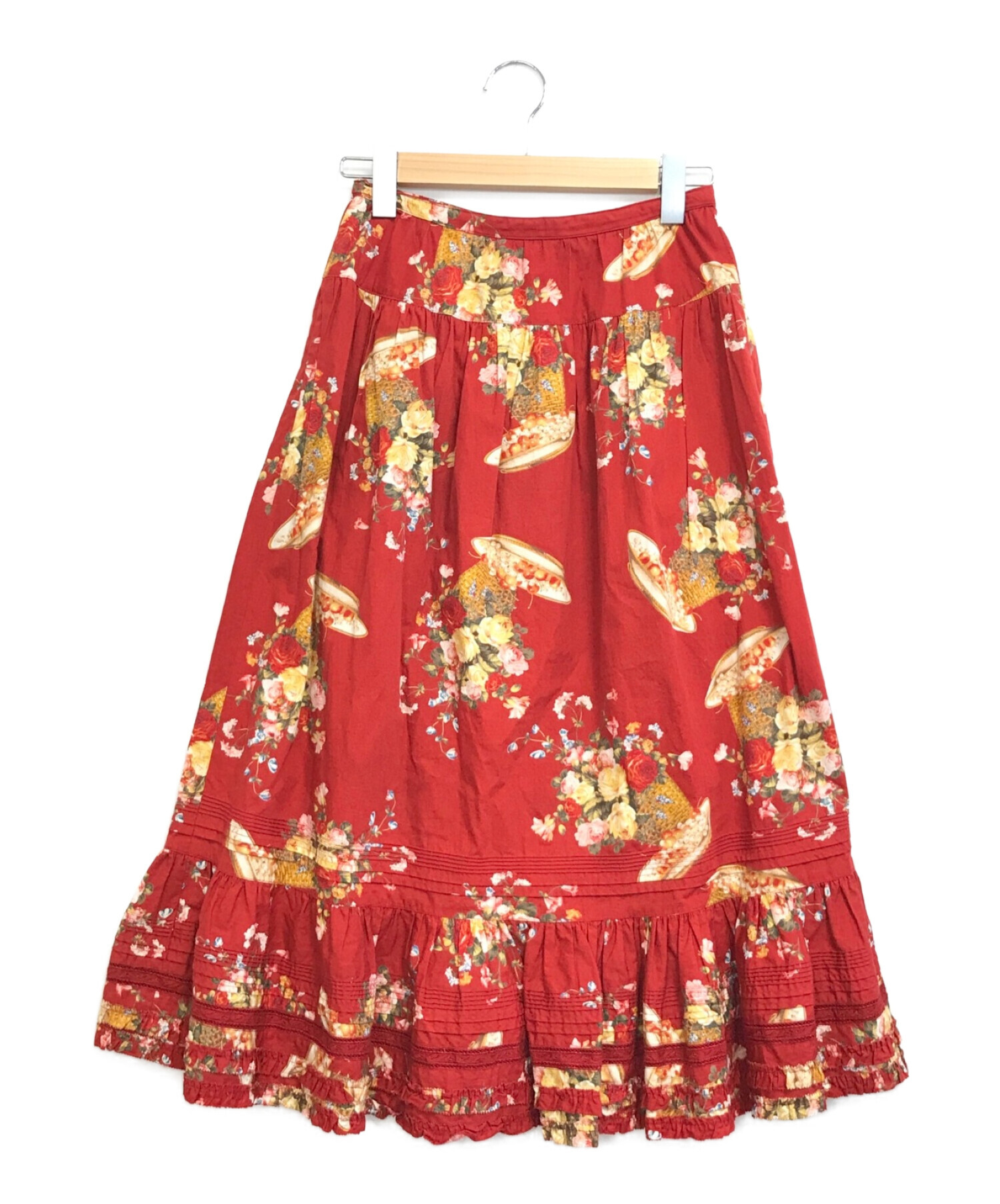 55500円→39000円ピンクハウス総花柄スカート - ひざ丈スカート