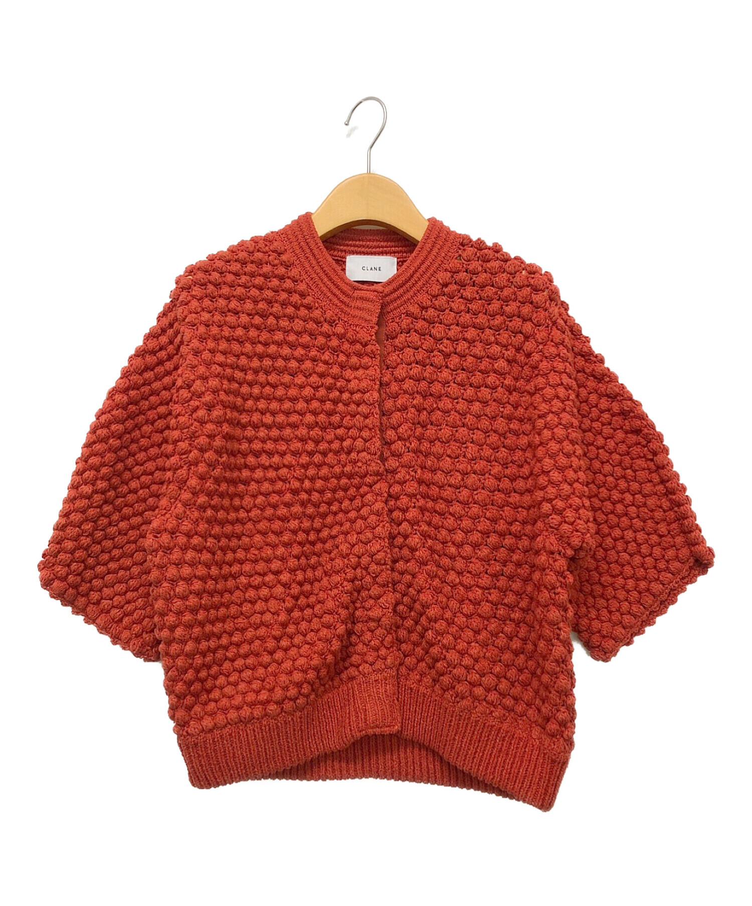 CLANE (クラネ) 3D DOT HALF SLEEVE KNIT CARDIGAN レッド サイズ:1