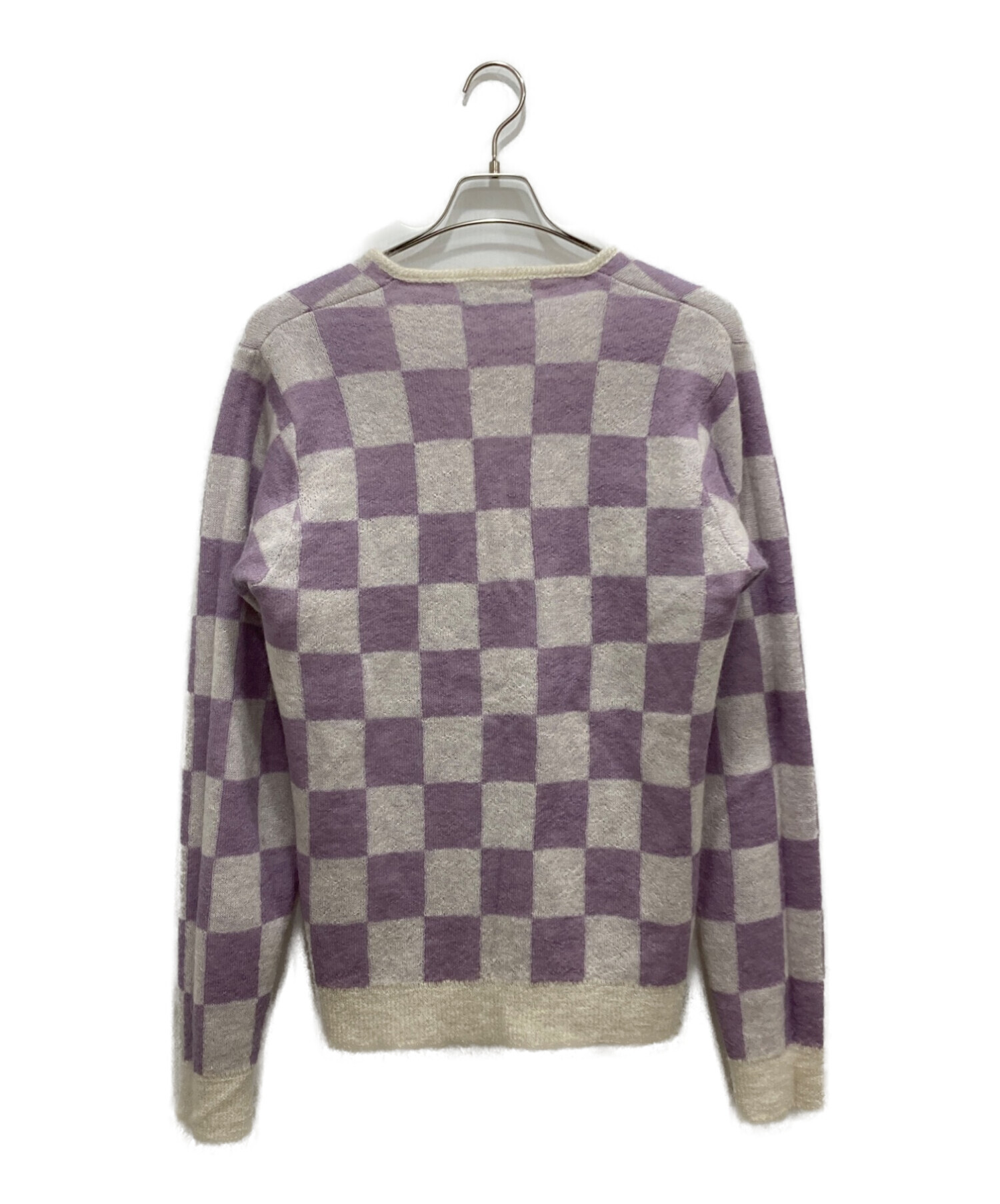 中古・古着通販】UNUSED (アンユーズド) CHECKERED PATTERN KNIT パープル×ホワイト サイズ:3(L)｜ブランド・古着通販  トレファク公式【TREFAC FASHION】スマホサイト