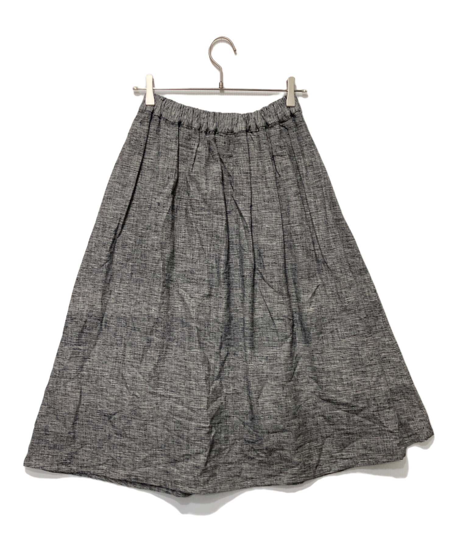 E. (イードット) Oxford Khadi Tuck Skirt タックスカート ブラック サイズ:Ｍ