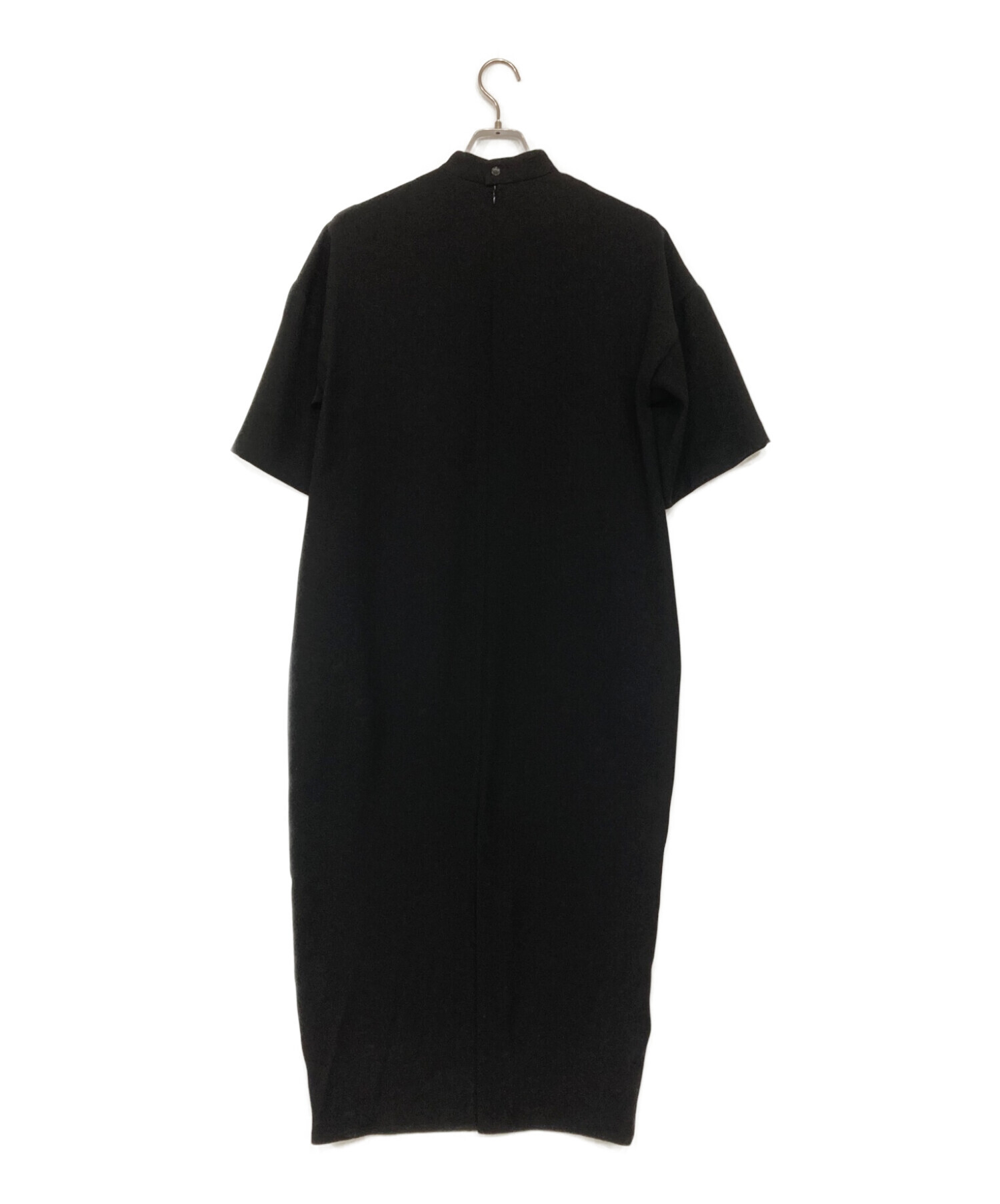 ENFOLD (エンフォルド) ダブルサテンスタンドドレス ブラック サイズ:36