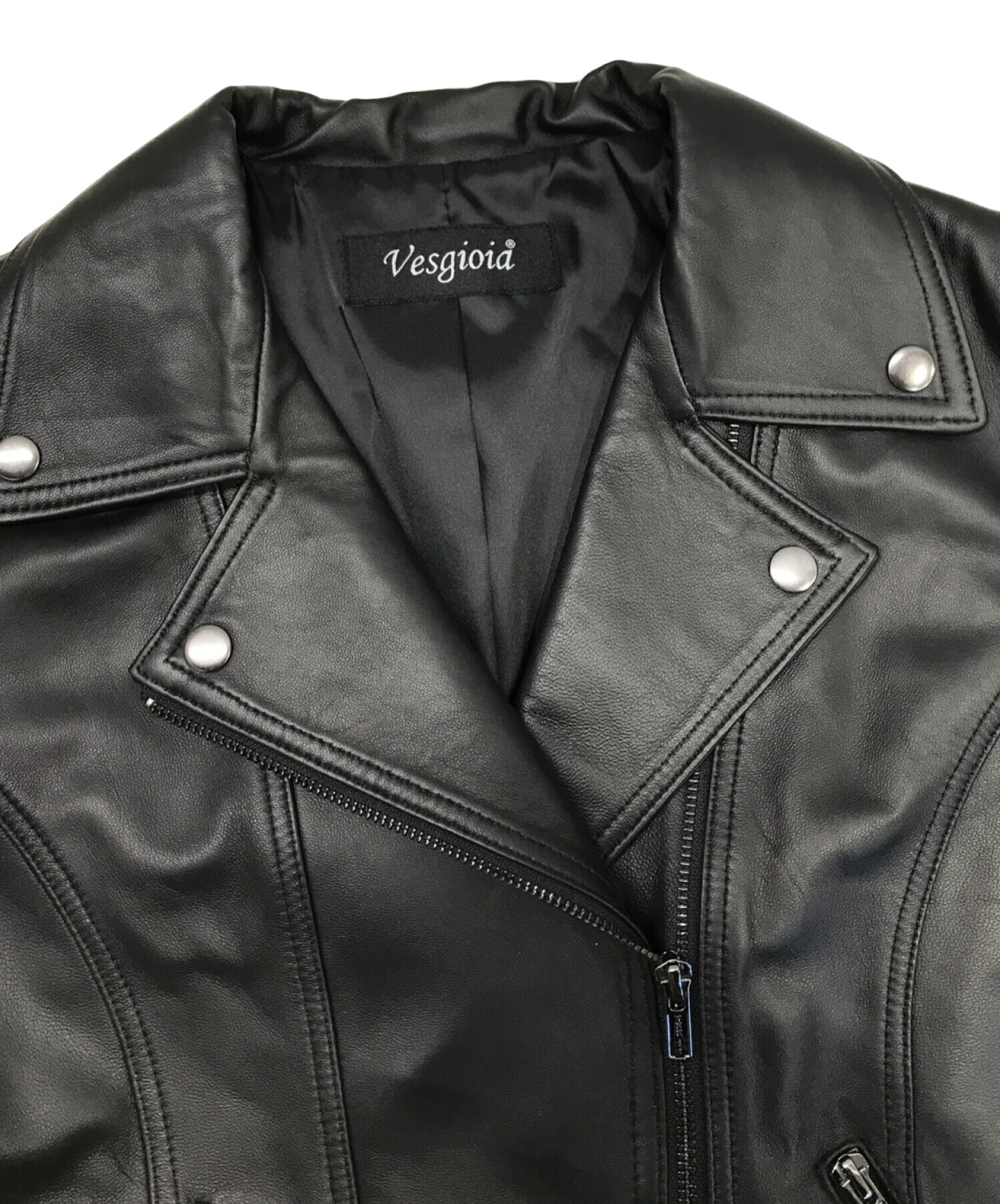 Vesgioia (ベスジョーヤ) ラムレザーライダースジャケット ブラック サイズ:L