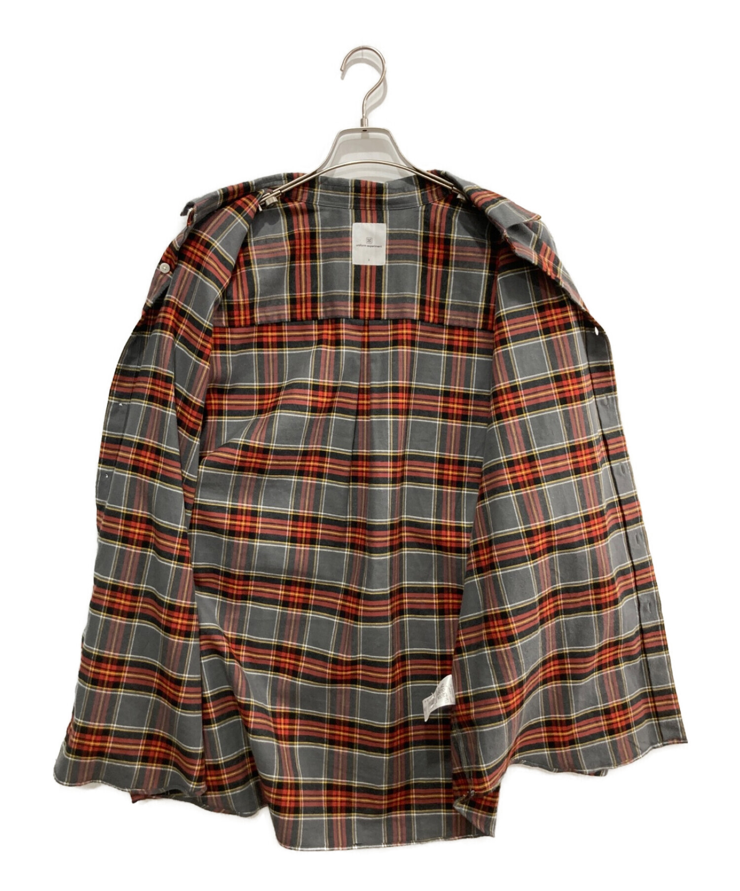 中古・古着通販】uniform experiment (ユニフォームエクスペリメント) FLANNEL CHECK GOTHIC LOGO BAGGY  SHIRT/フランネルチェックシャツ/UE-232003 グレー×レッド サイズ:3｜ブランド・古着通販 トレファク公式【TREFAC  FASHION】スマホサイト