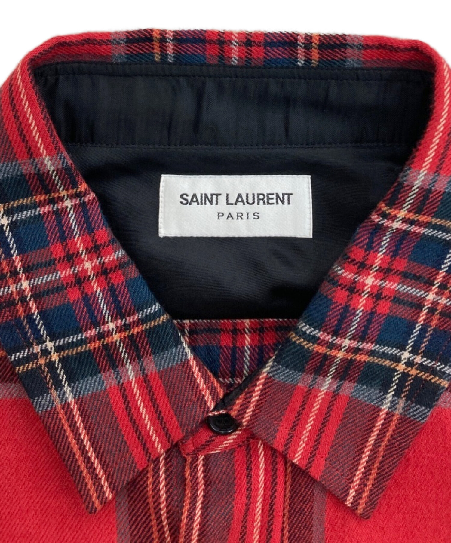 Saint Laurent Paris (サンローランパリ) タータンチェックシャツ レッド サイズ:41
