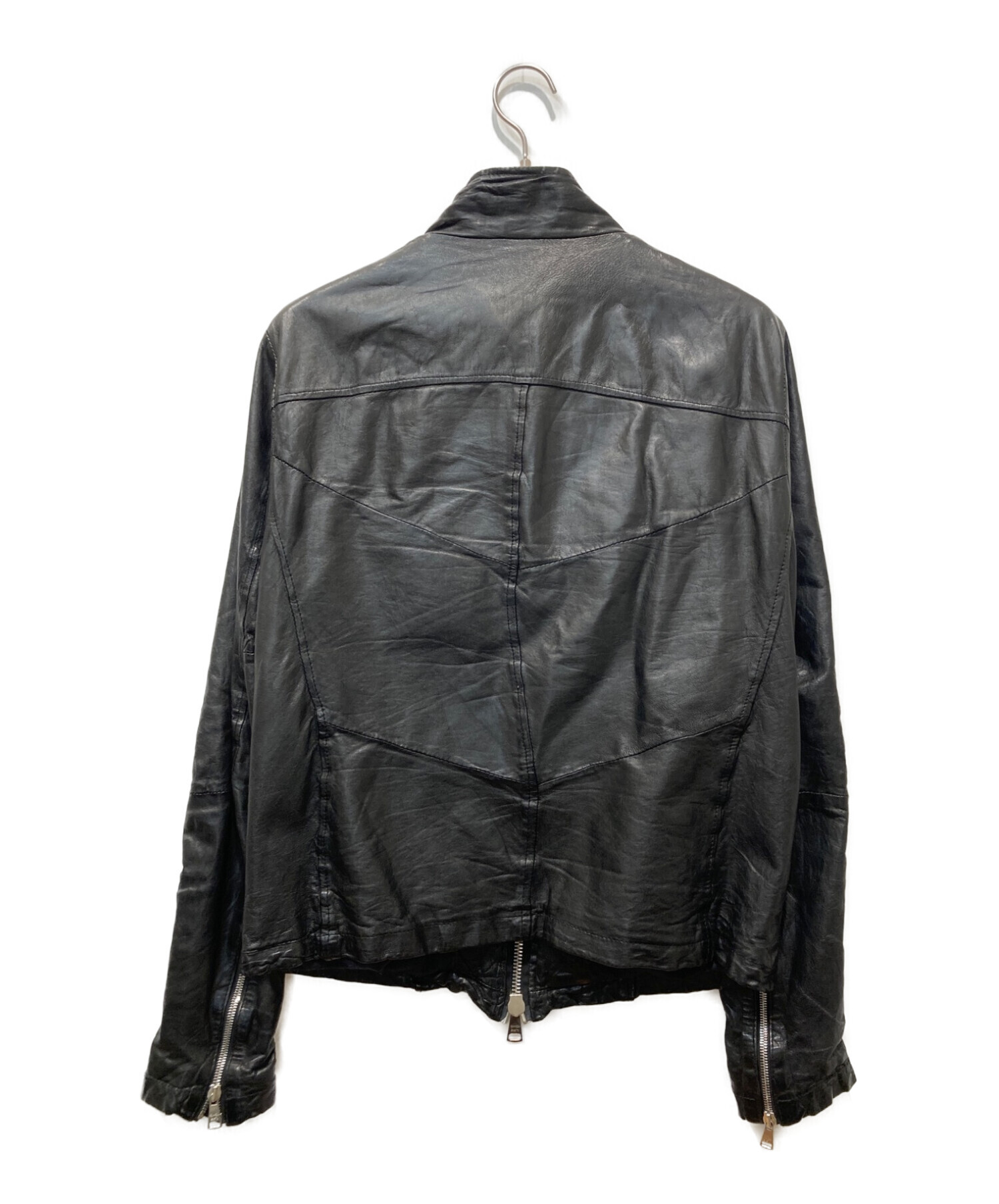 GIORGIO BRATO (ジョルジョブラッド) シワ加工レザージャケット ブラック サイズ:48