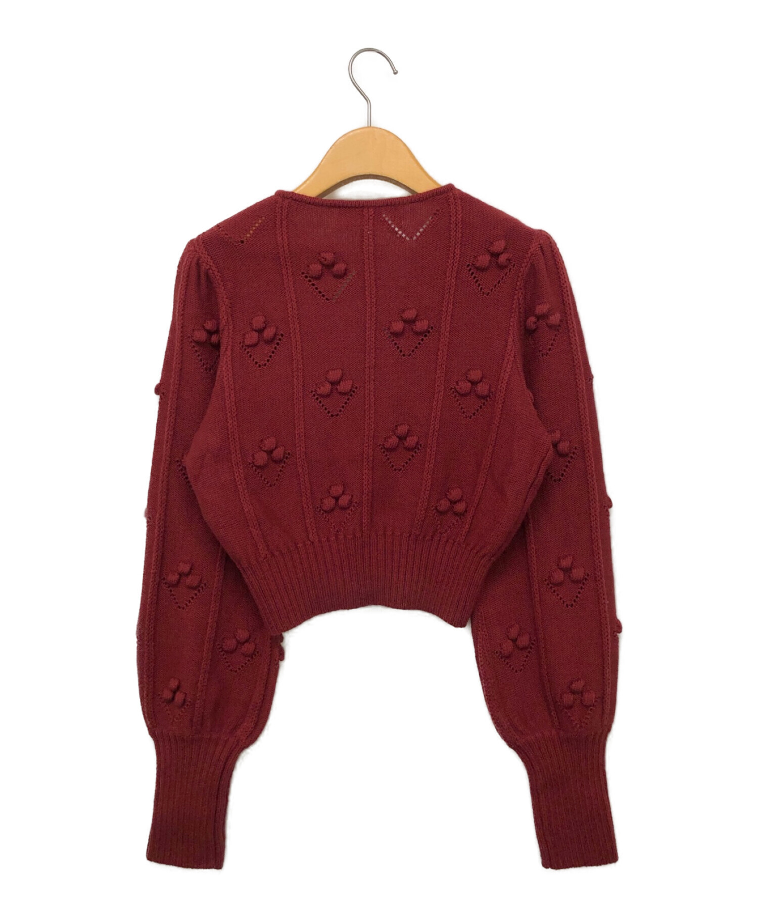 mame kurogouchi (マメクロゴウチ) Bubble Pattern Cropped Knitted Cardigan レッド サイズ:2