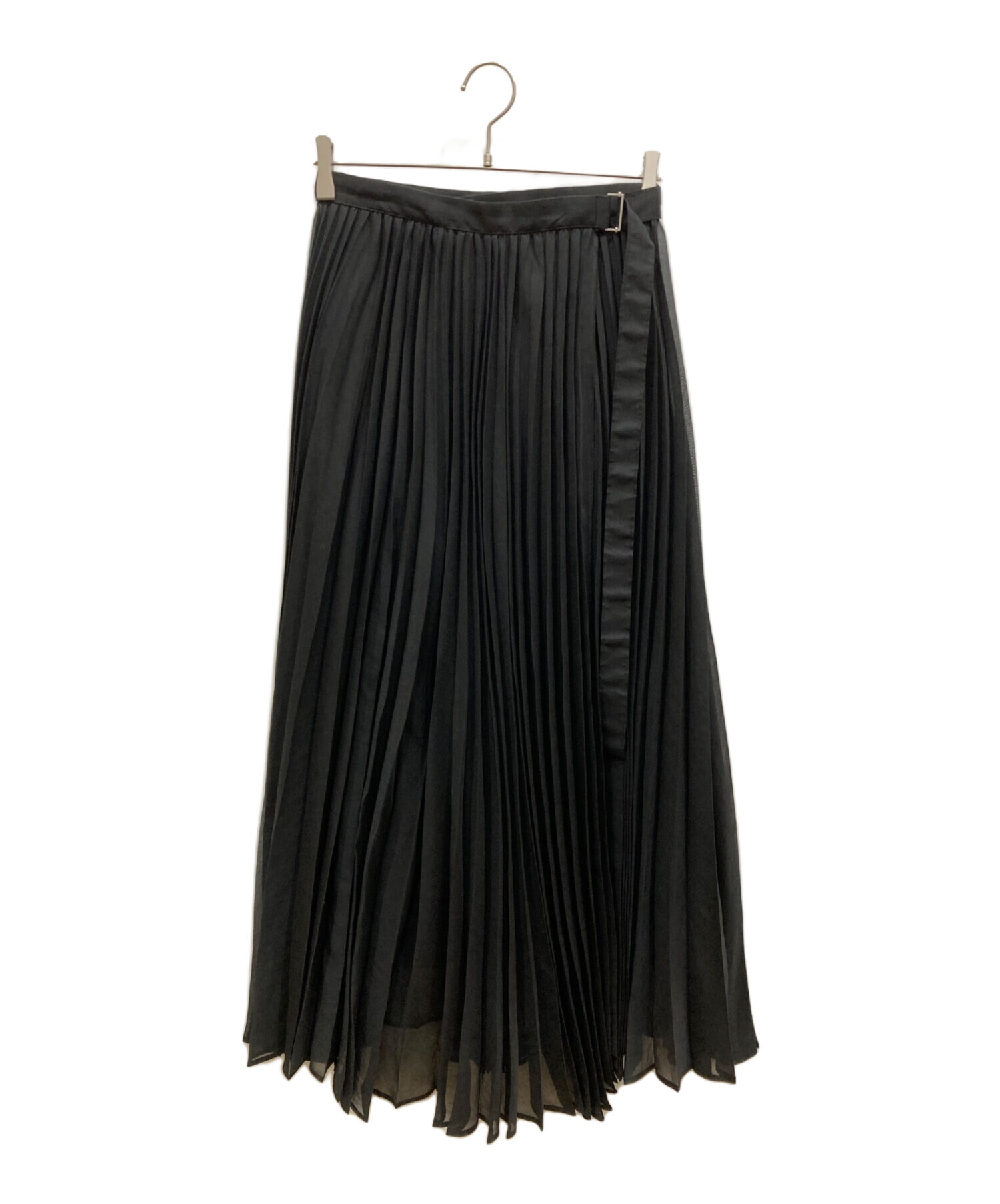 ebure (エブール) シアーシャンブレーロングプリーツスカート ブラック サイズ:36