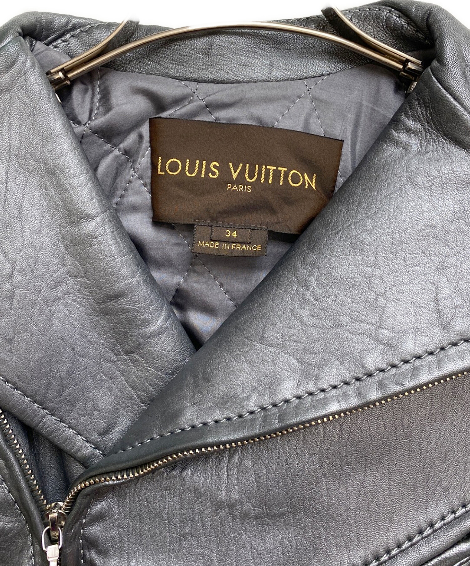 LOUIS VUITTON (ルイ ヴィトン) ダブルライダースジャケット シルバー サイズ:34