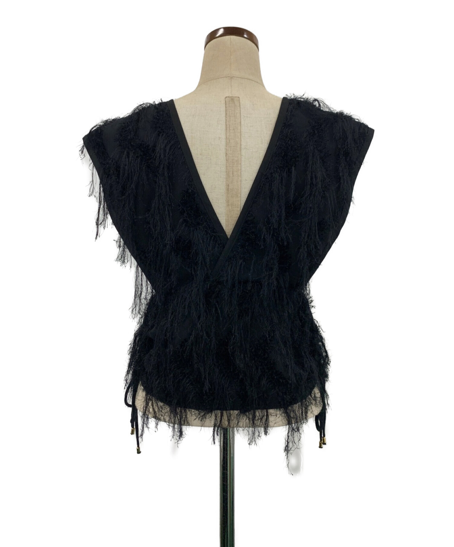 LEINWANDE (ラインヴァンド) Fringe Jacquard Top ブラック サイズ:F