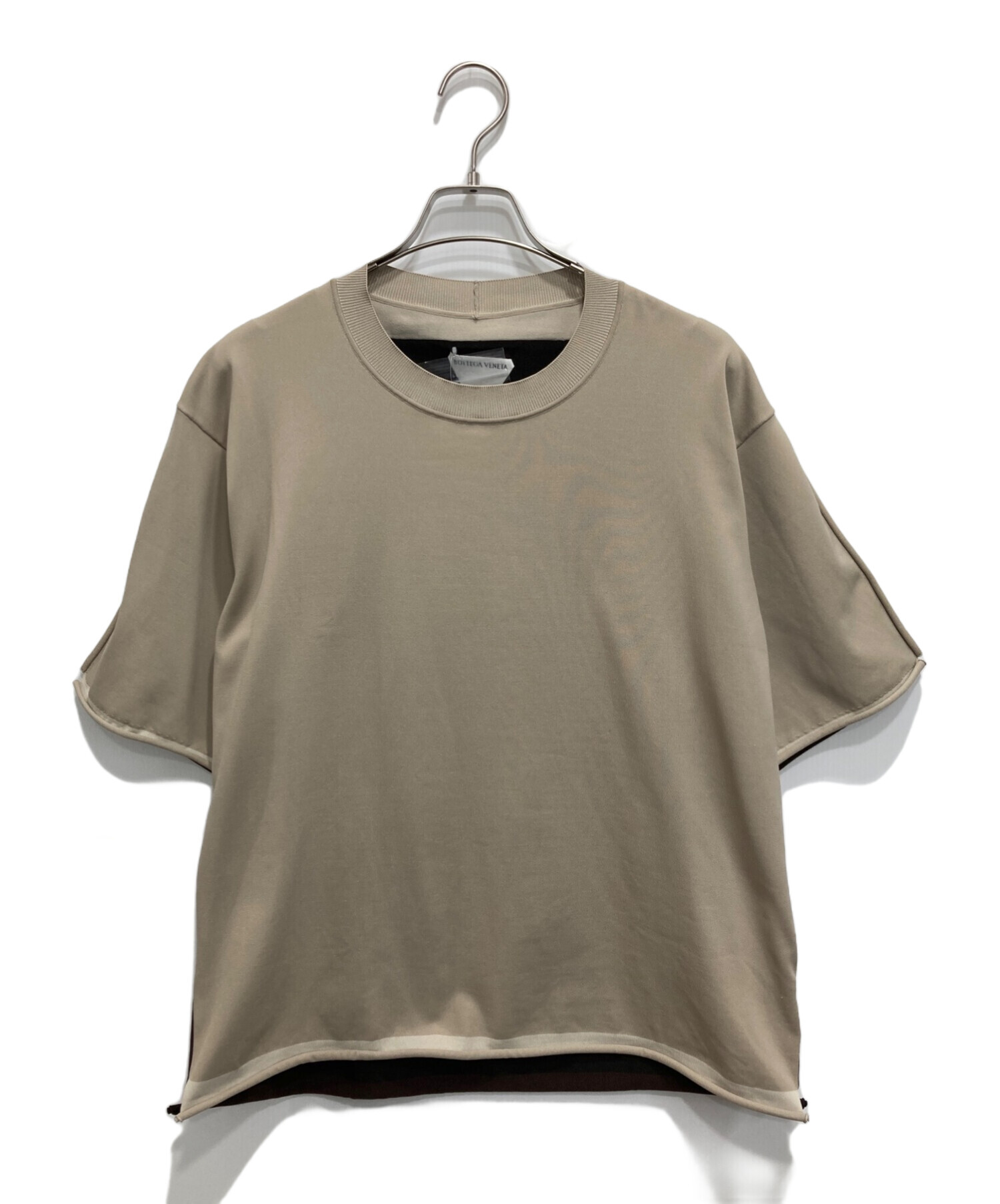 中古・古着通販】BOTTEGA VENETA (ボッテガベネタ) ダブルレイヤーコットンジャージーTシャツ ベージュ×ブラウン  サイズ:M｜ブランド・古着通販 トレファク公式【TREFAC FASHION】スマホサイト