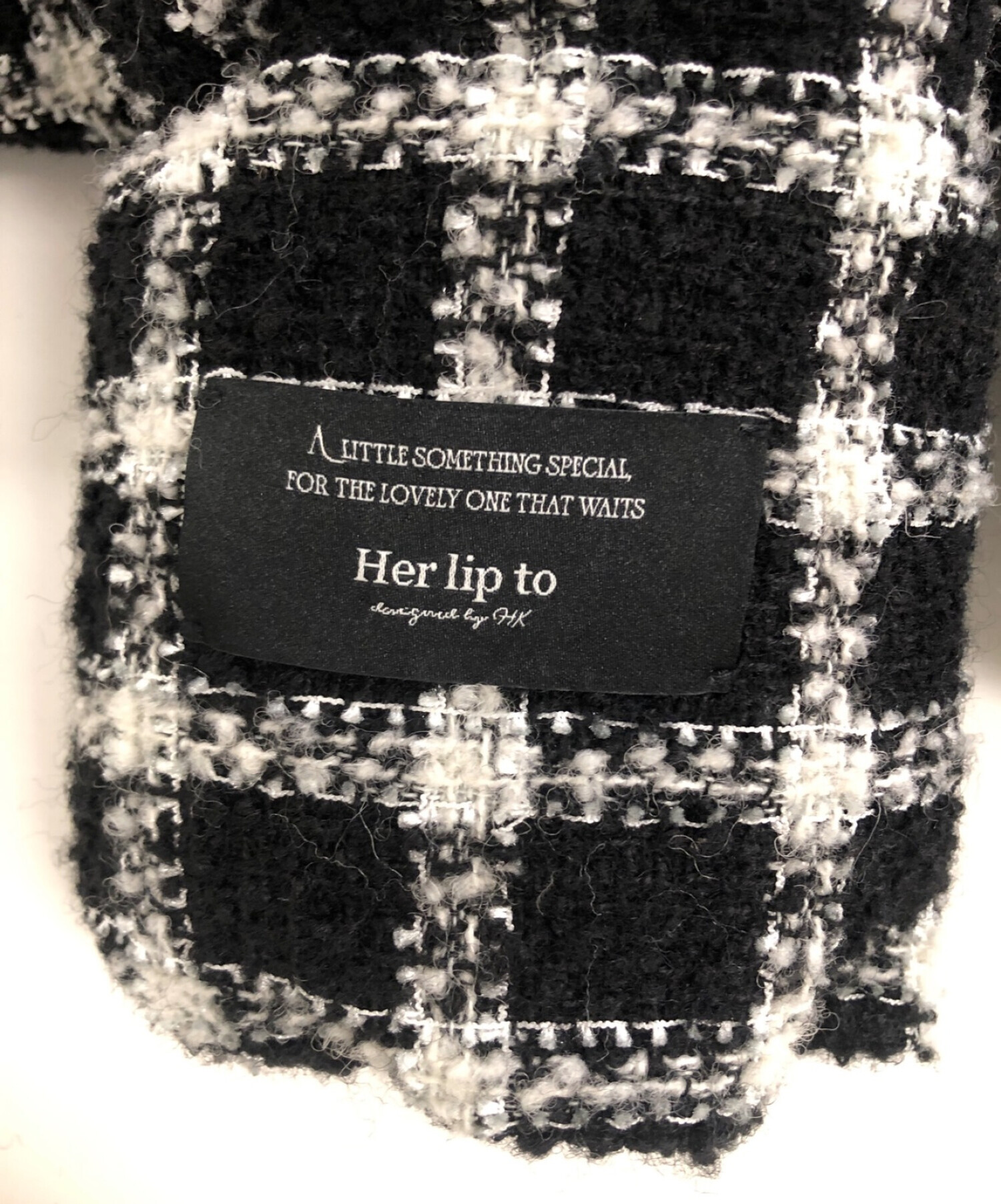 HER LIP TO (ハーリップトゥ) Loop Yarn Tweed Belted Down Coat ブラック サイズ:S